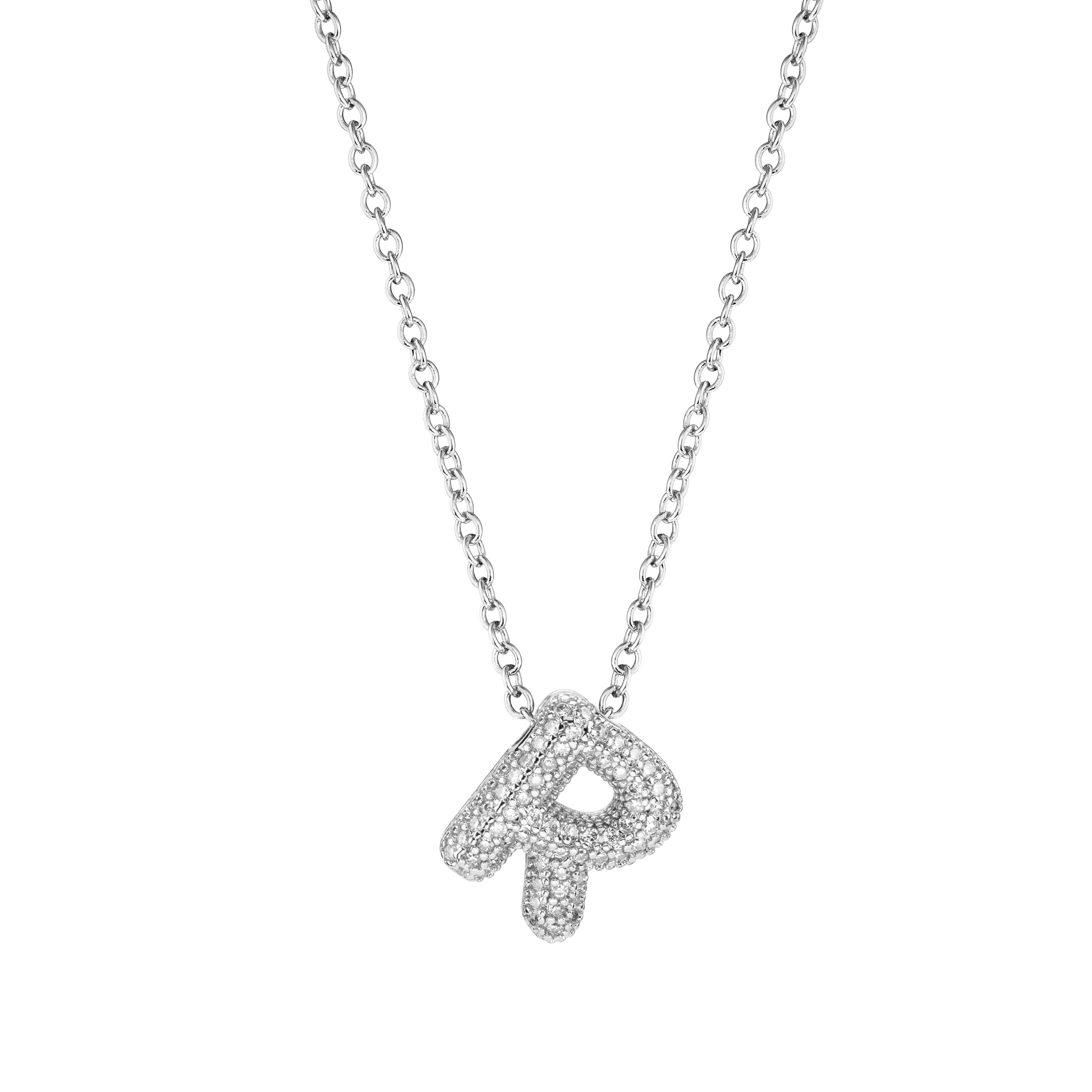 Pavé Mini Bubble Initial Necklace
