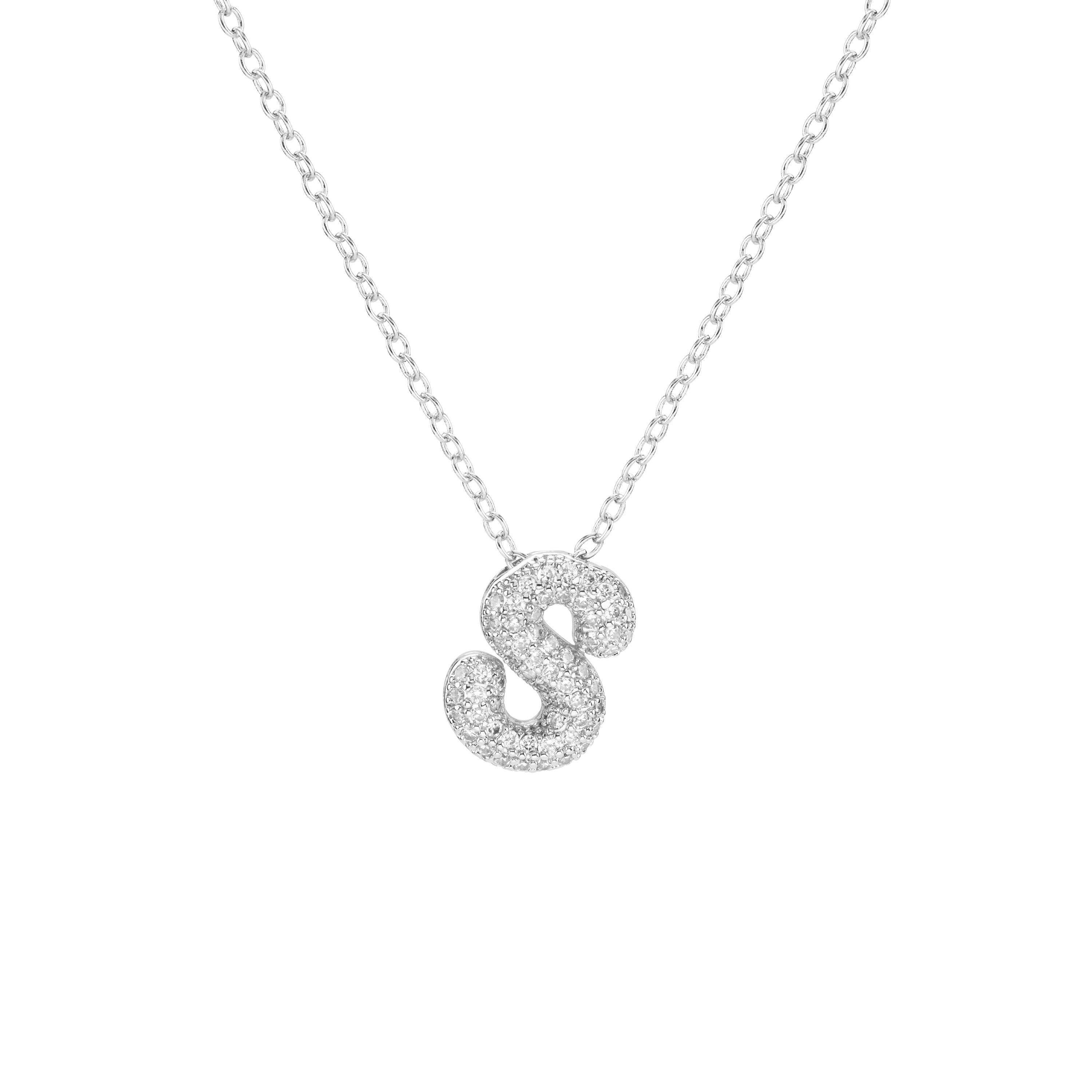 Pavé Mini Bubble Initial Necklace