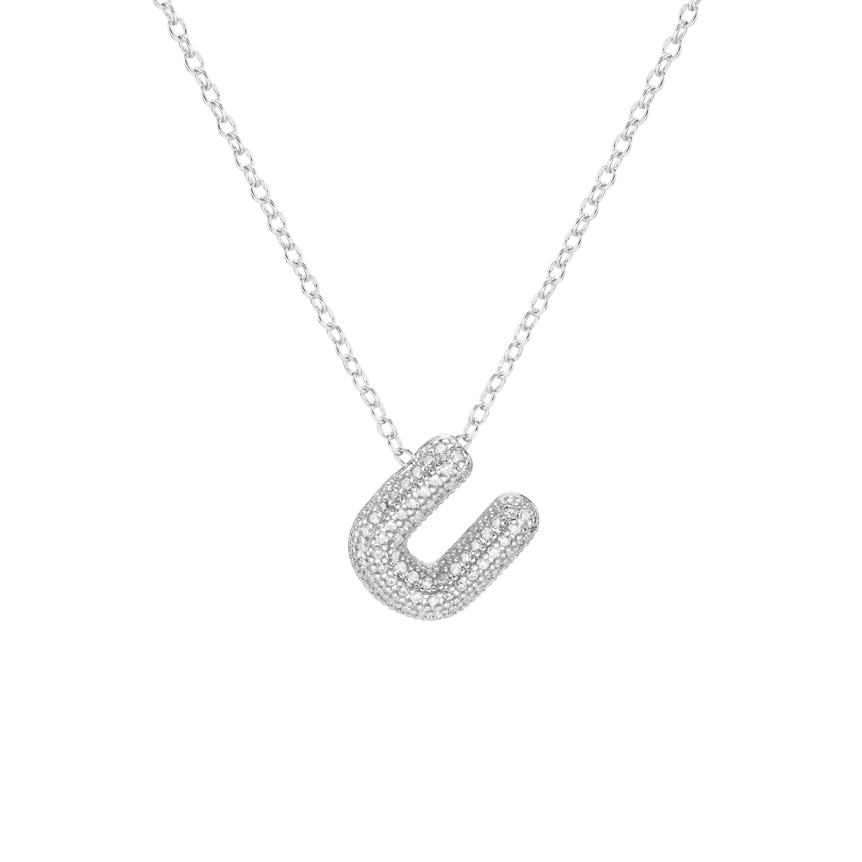 Pavé Mini Bubble Initial Necklace