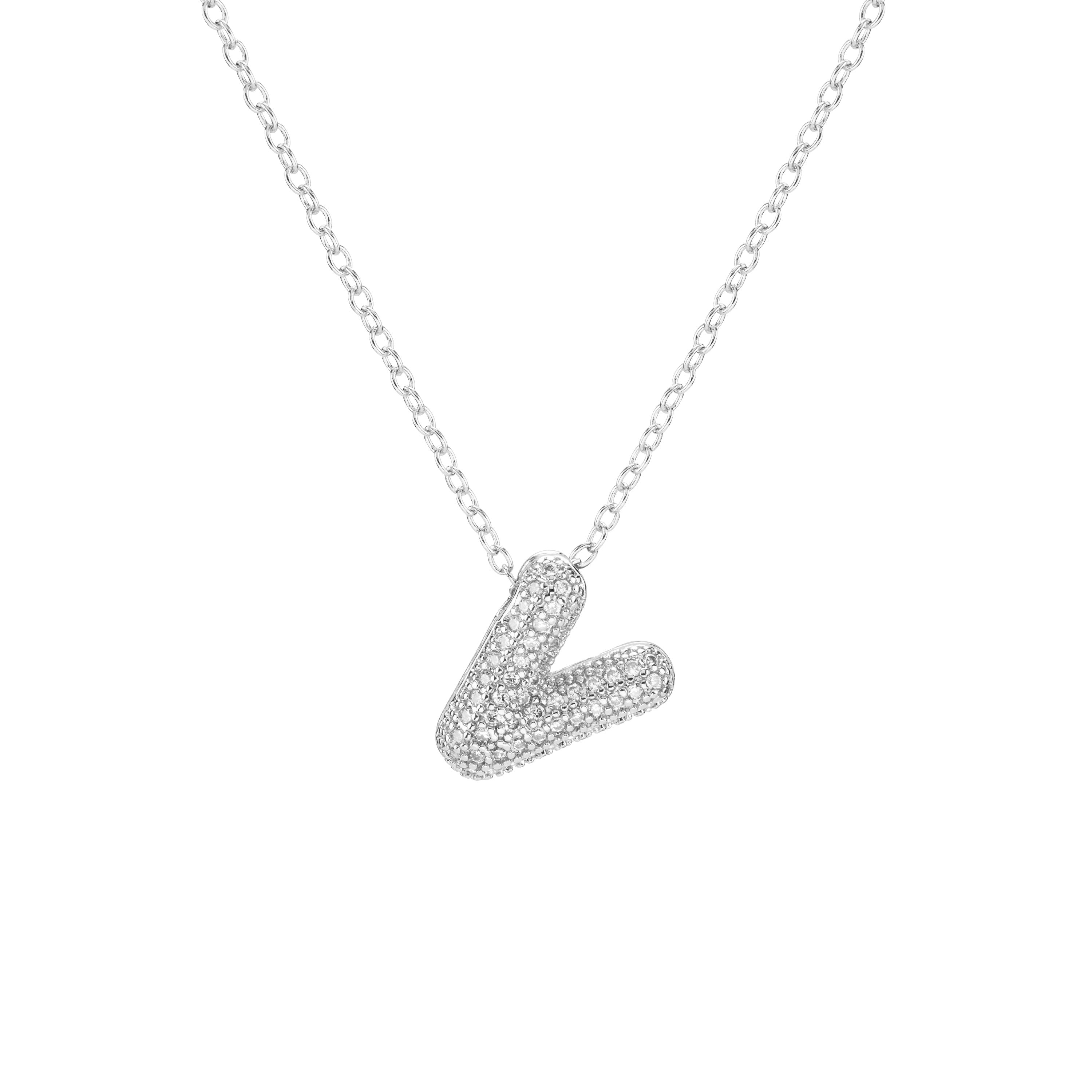 Pavé Mini Bubble Initial Necklace