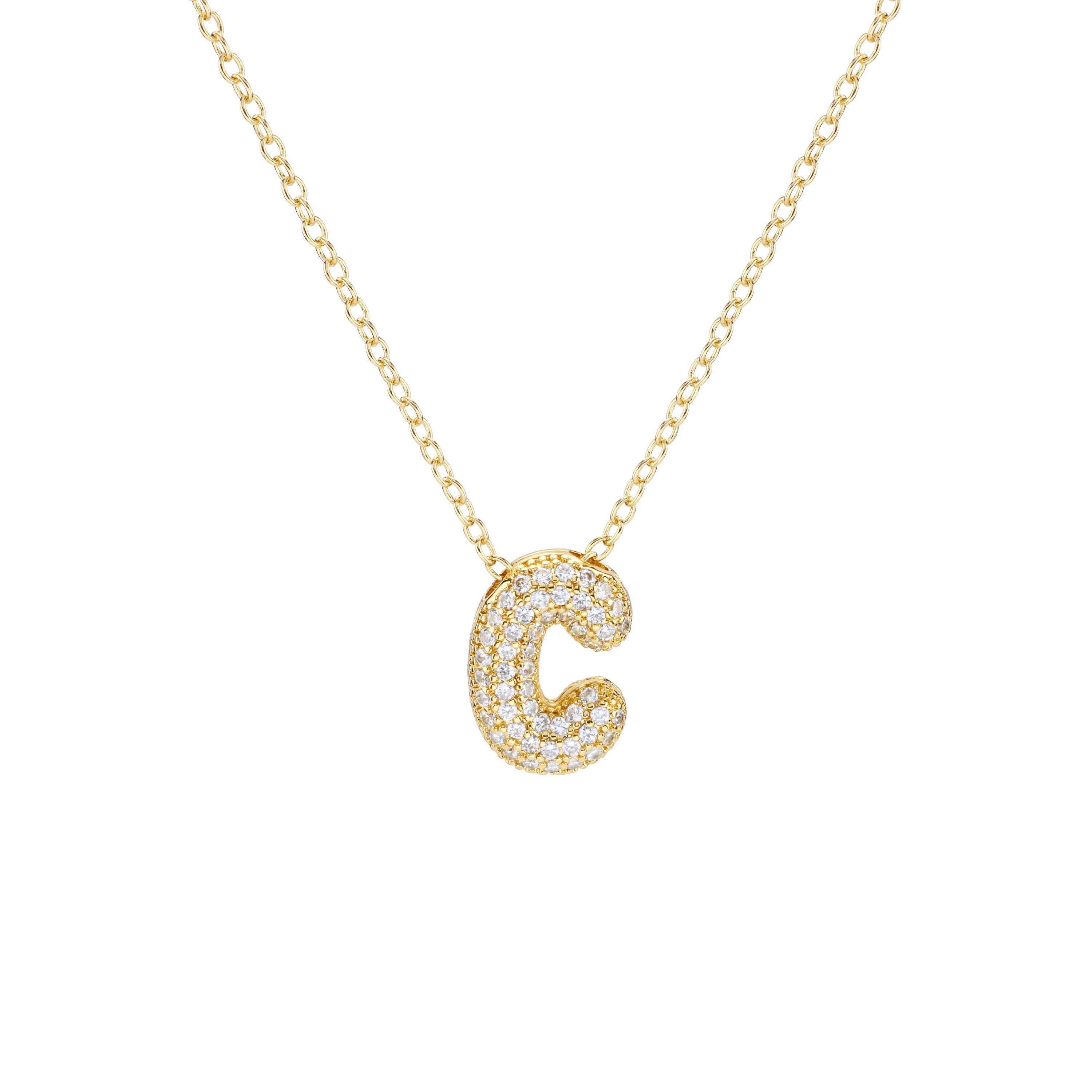 Pavé Mini Bubble Initial Necklace