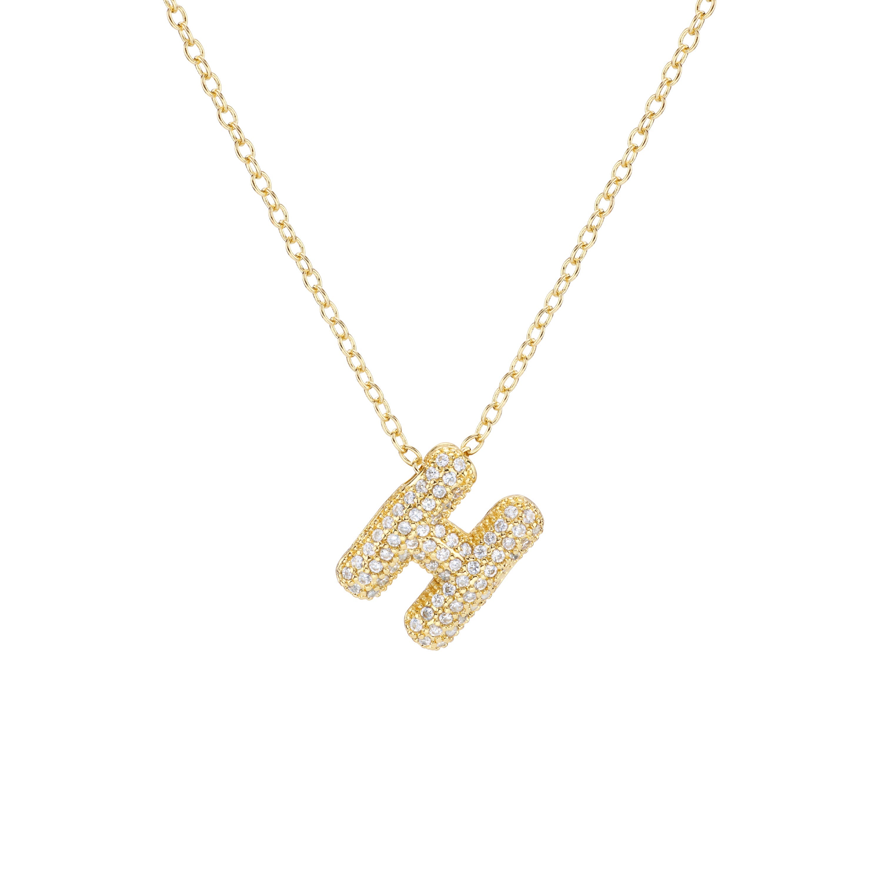 Pavé Mini Bubble Initial Necklace