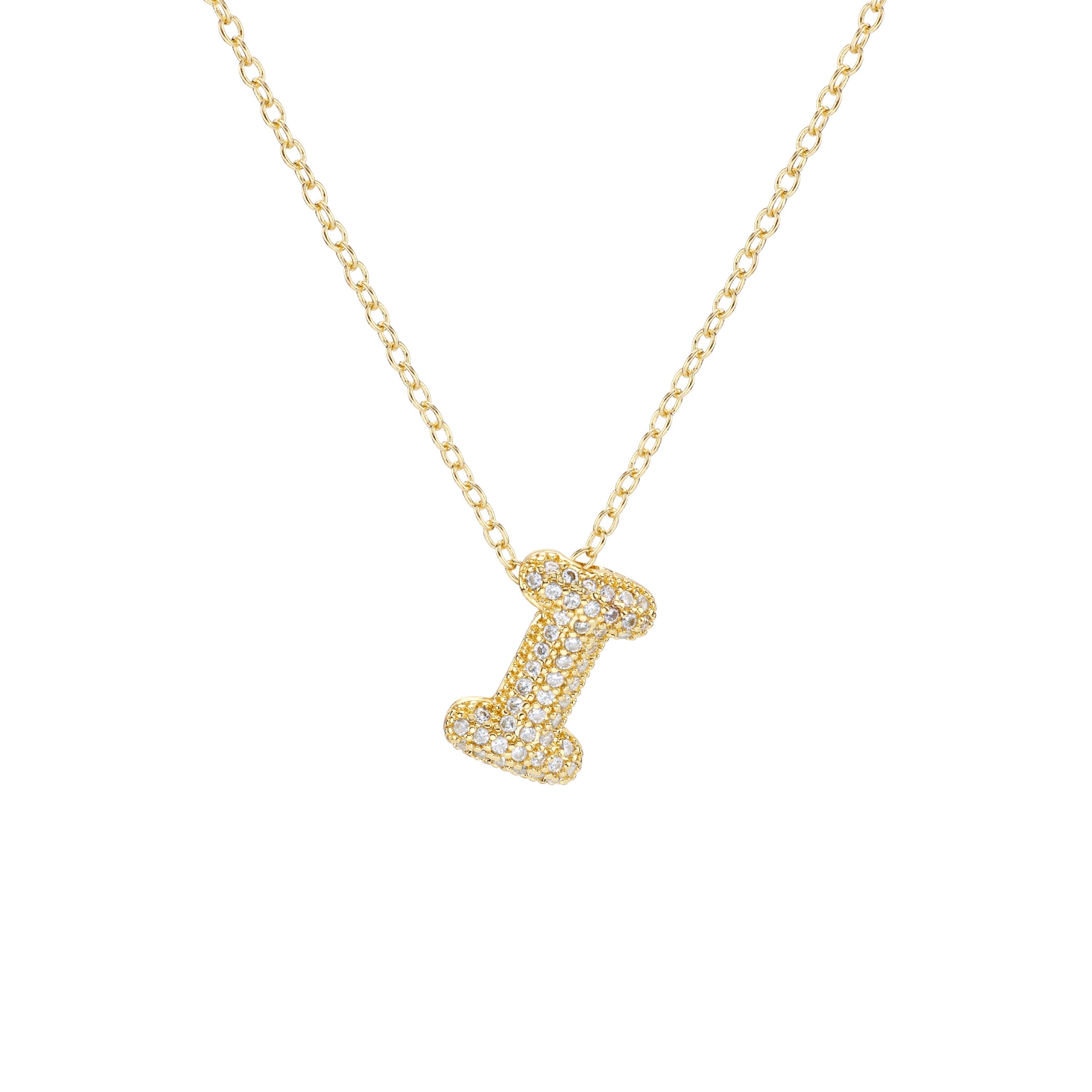 Pavé Mini Bubble Initial Necklace
