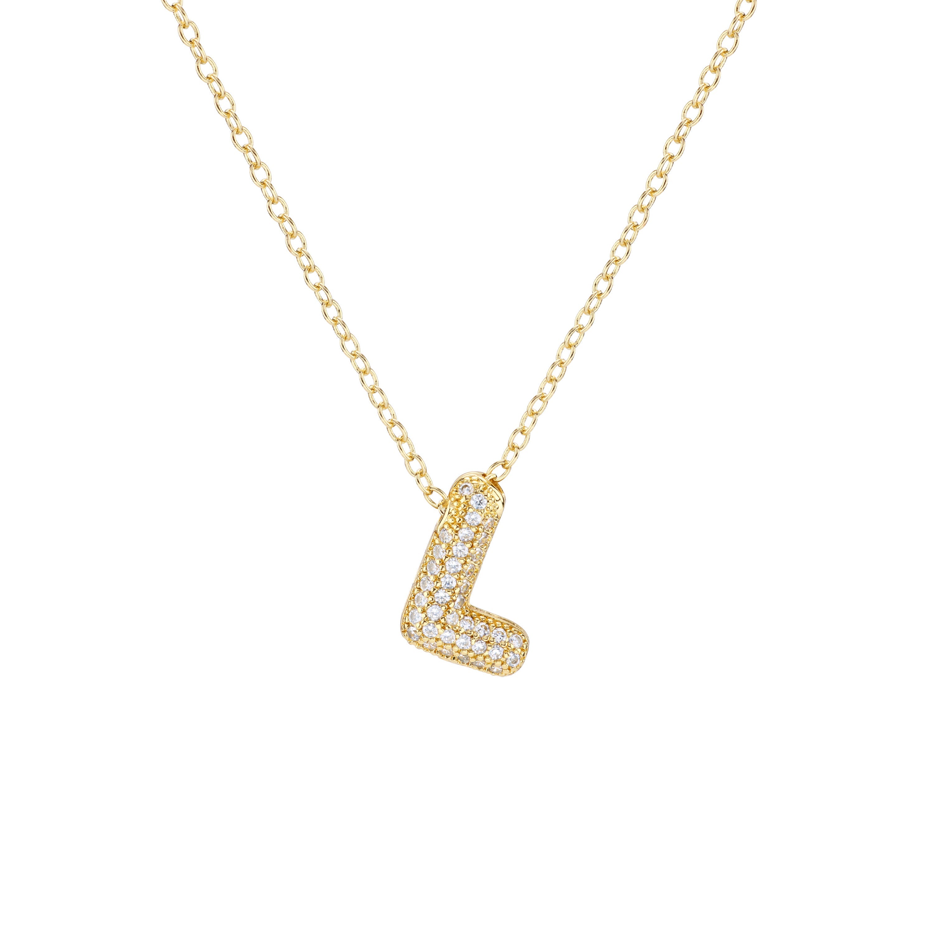 Pavé Mini Bubble Initial Necklace