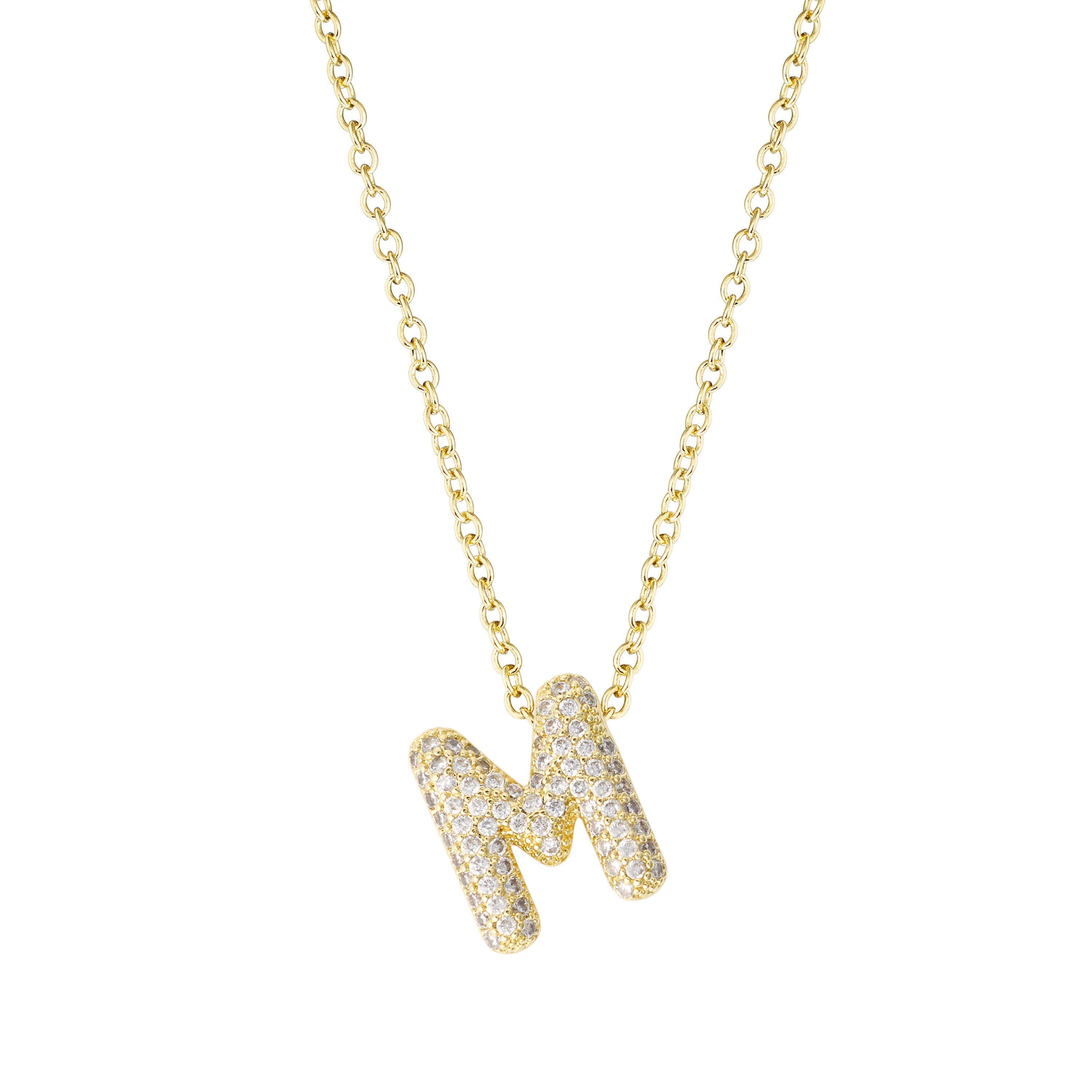Pavé Mini Bubble Initial Necklace