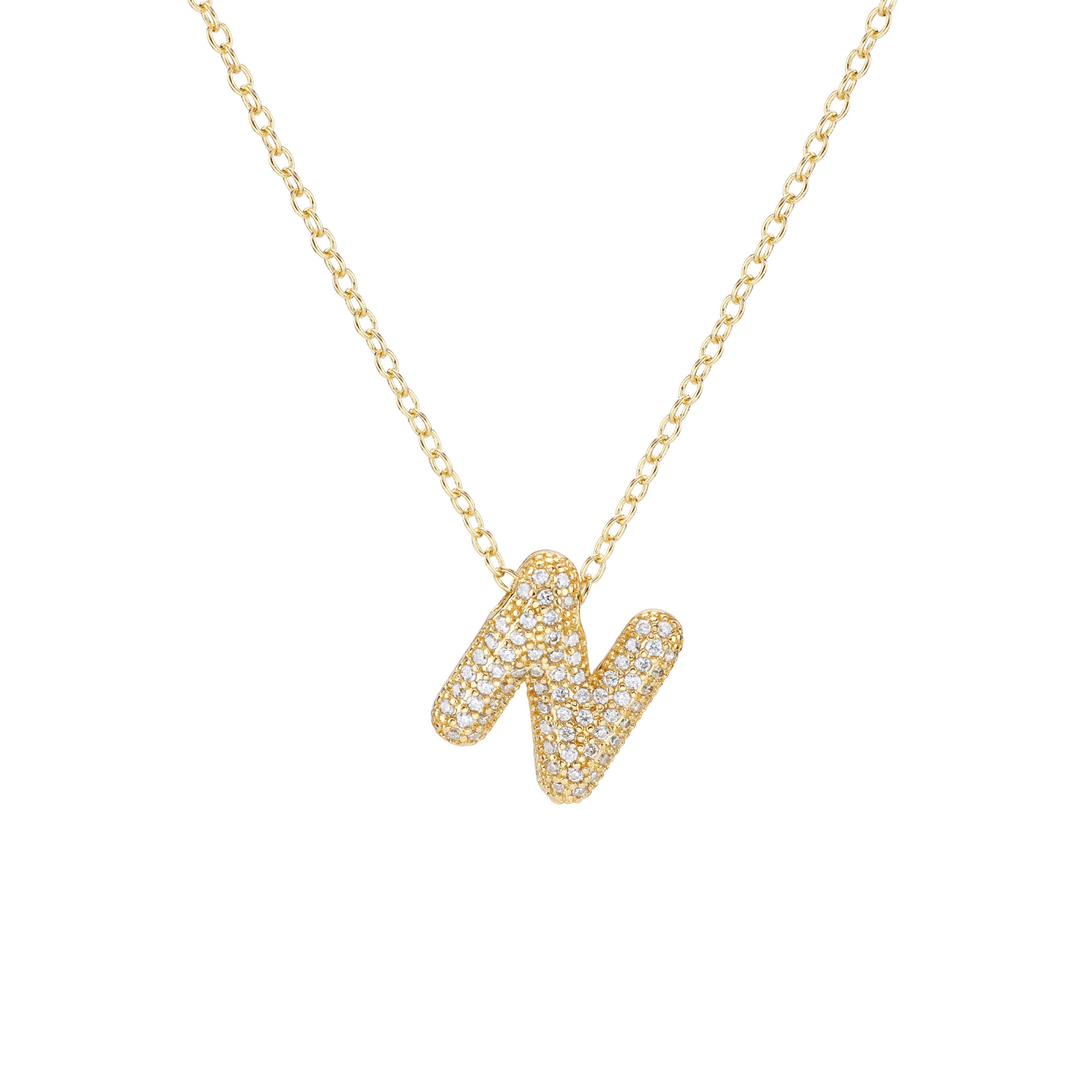 Pavé Mini Bubble Initial Necklace