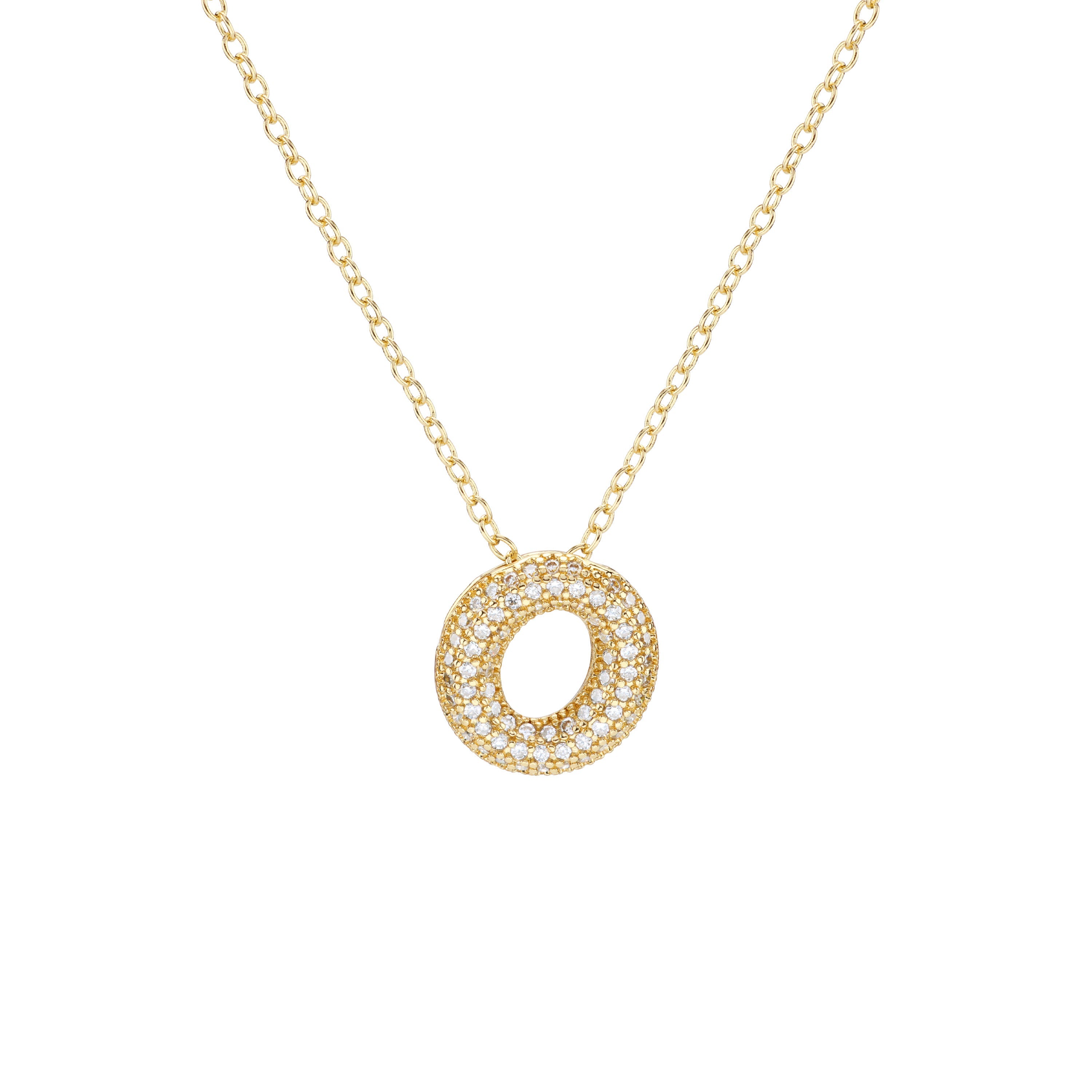 Pavé Mini Bubble Initial Necklace