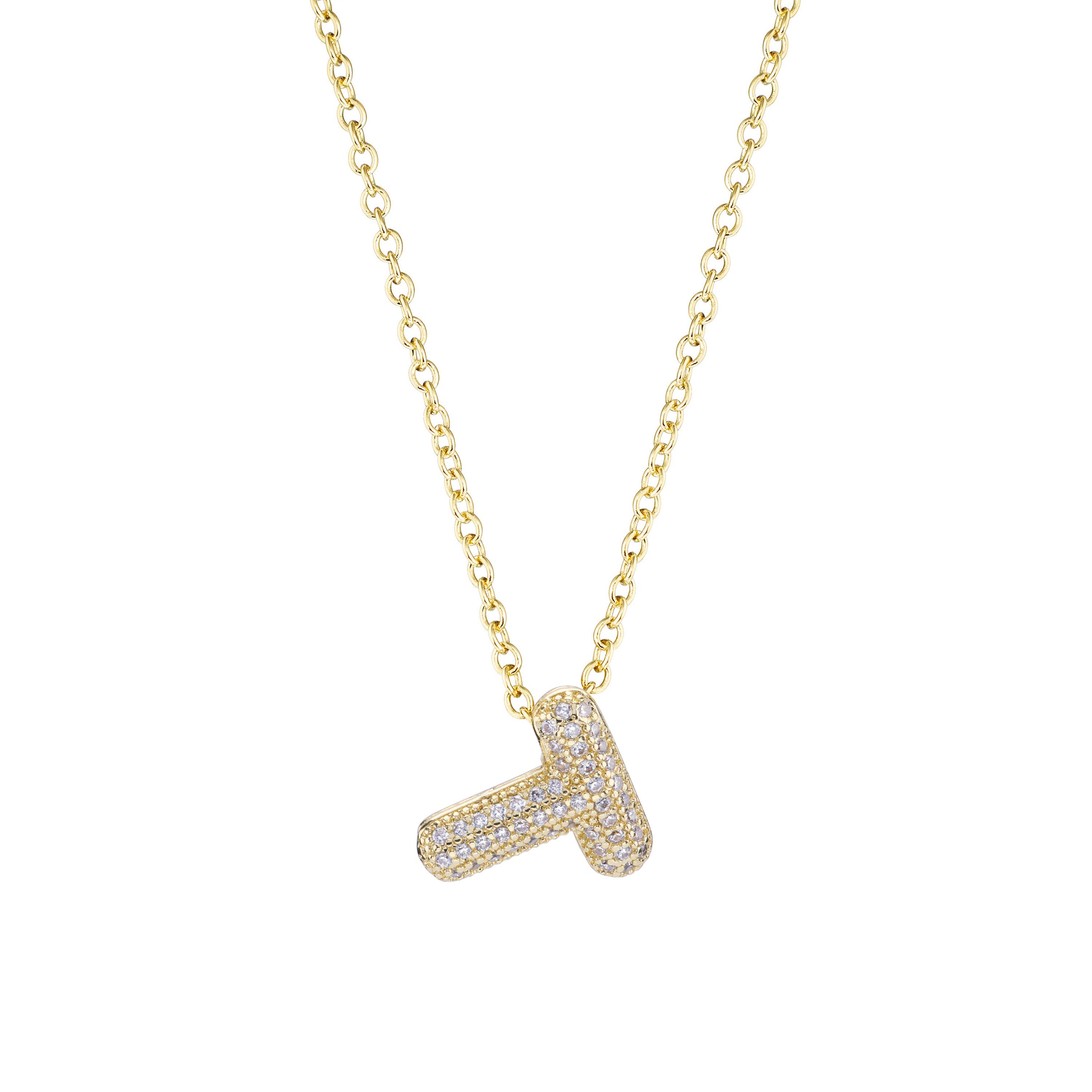 Pavé Mini Bubble Initial Necklace