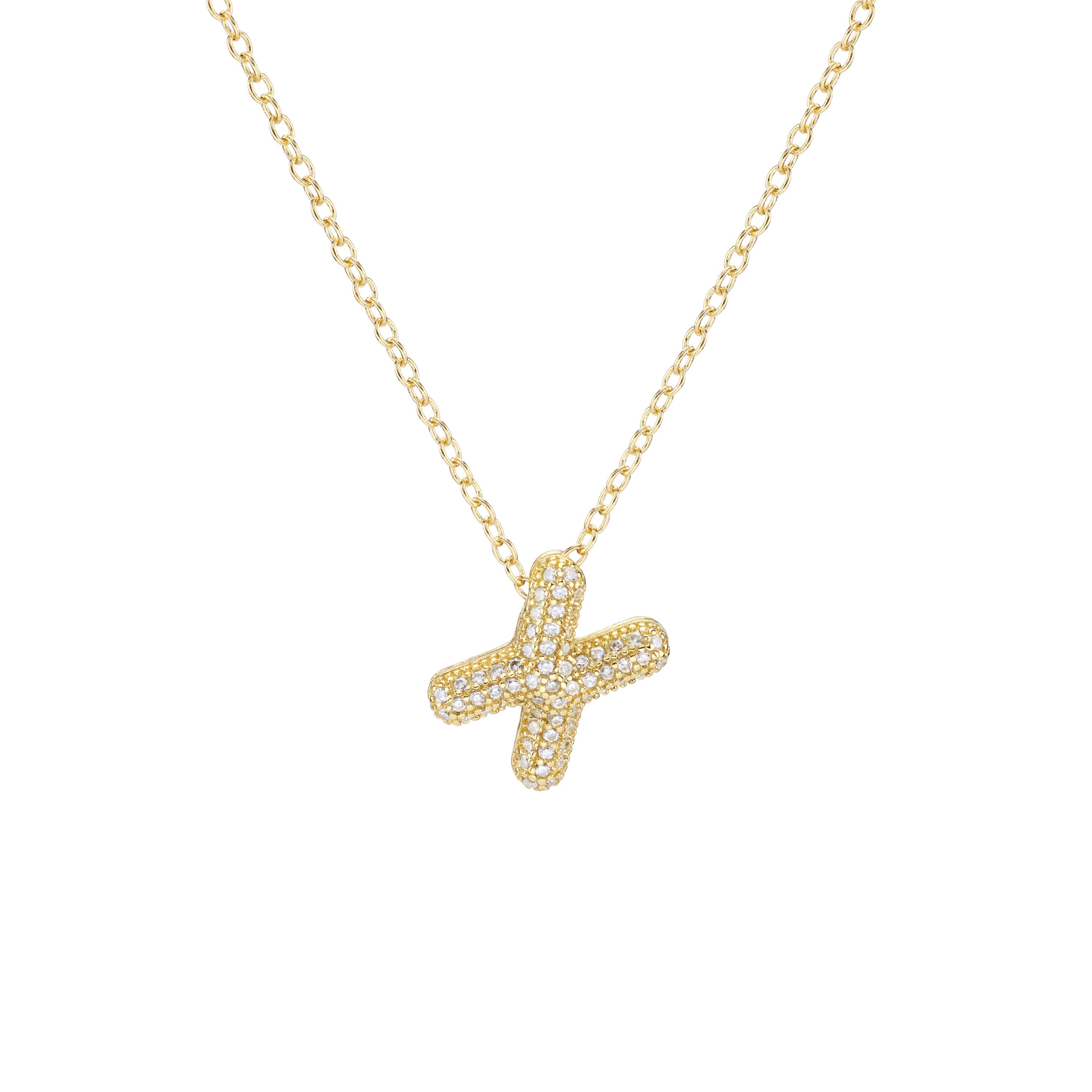 Pavé Mini Bubble Initial Necklace