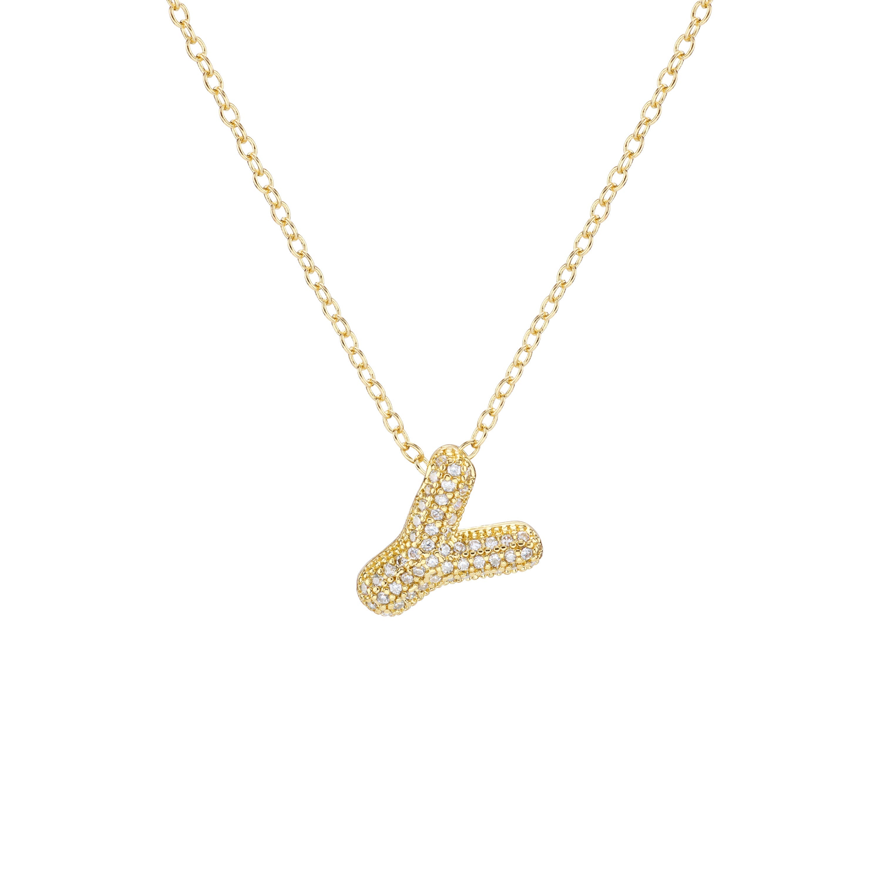 Pavé Mini Bubble Initial Necklace