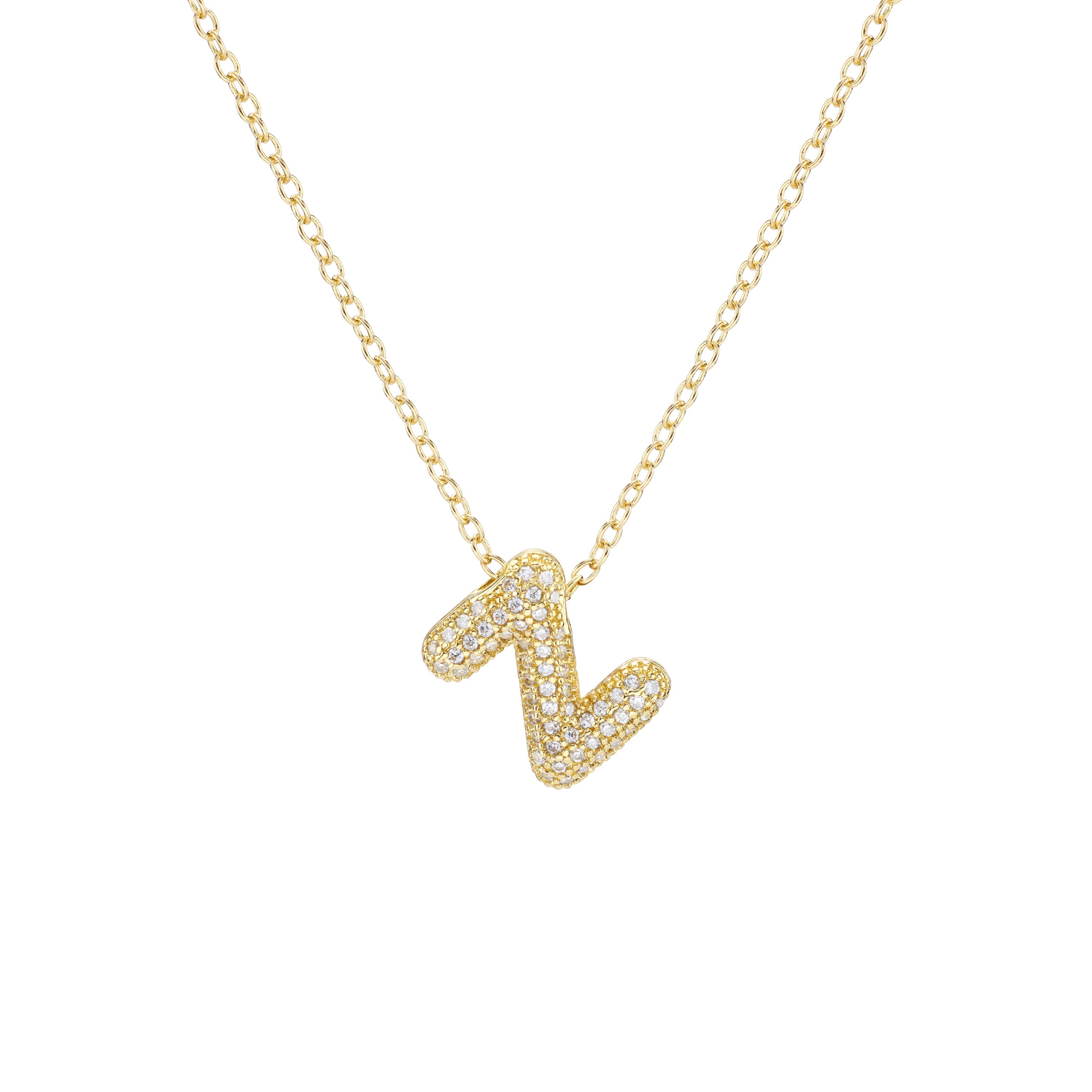 Pavé Mini Bubble Initial Necklace