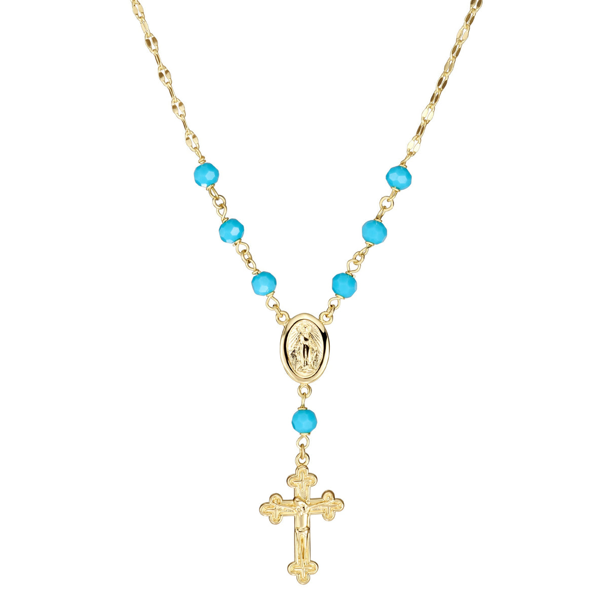 Blue Haven Beaded Rosary Necklace