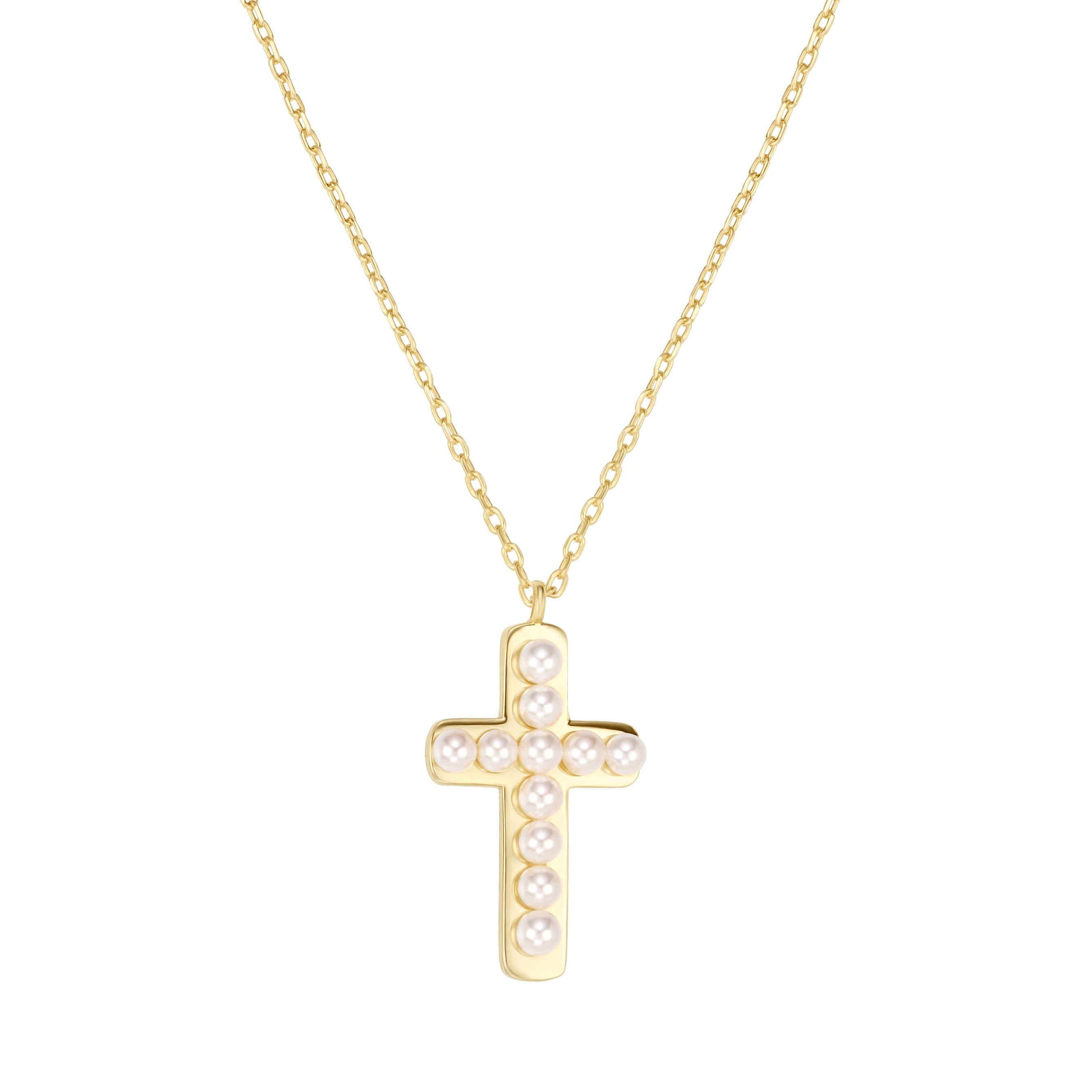 Lumina Pearl Cross Pendant Necklace