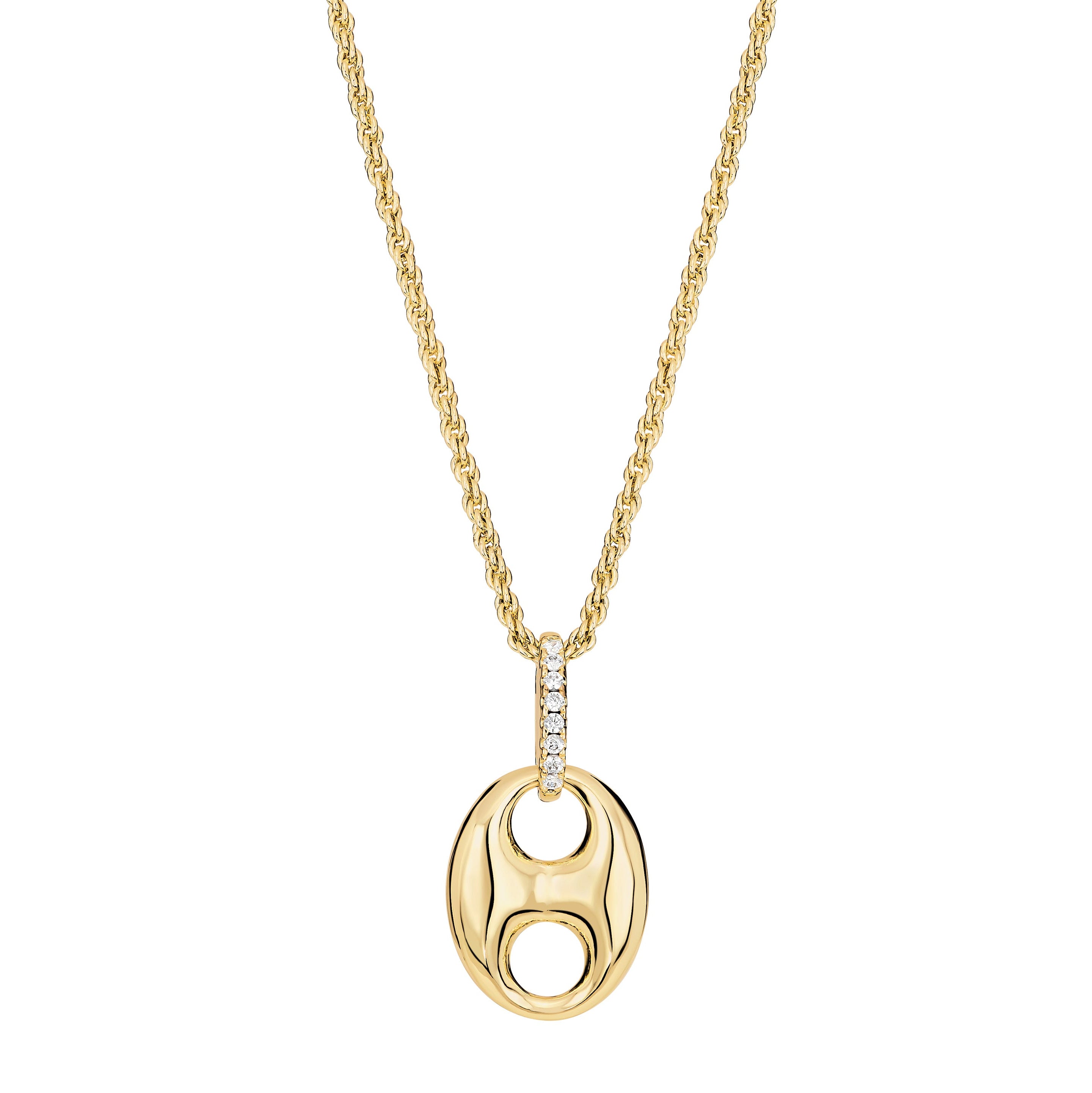 Puffy Mariner Link Pavé Pendant Necklace
