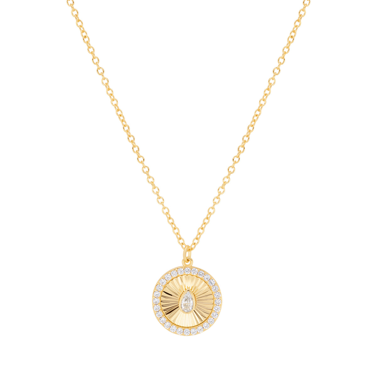 Soleil Teardrop Medallion Pendant Necklace