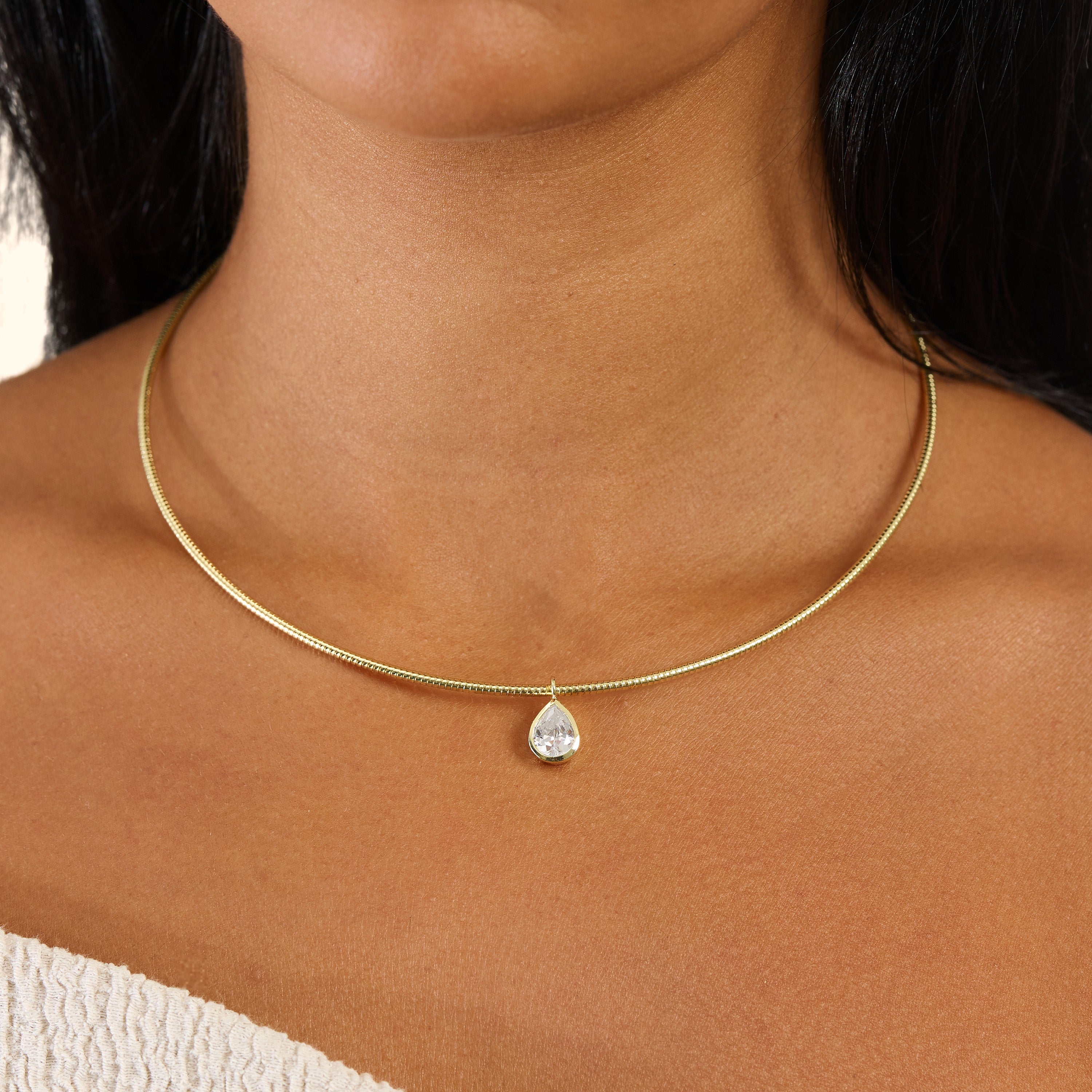 Pear Charm Collar Necklace