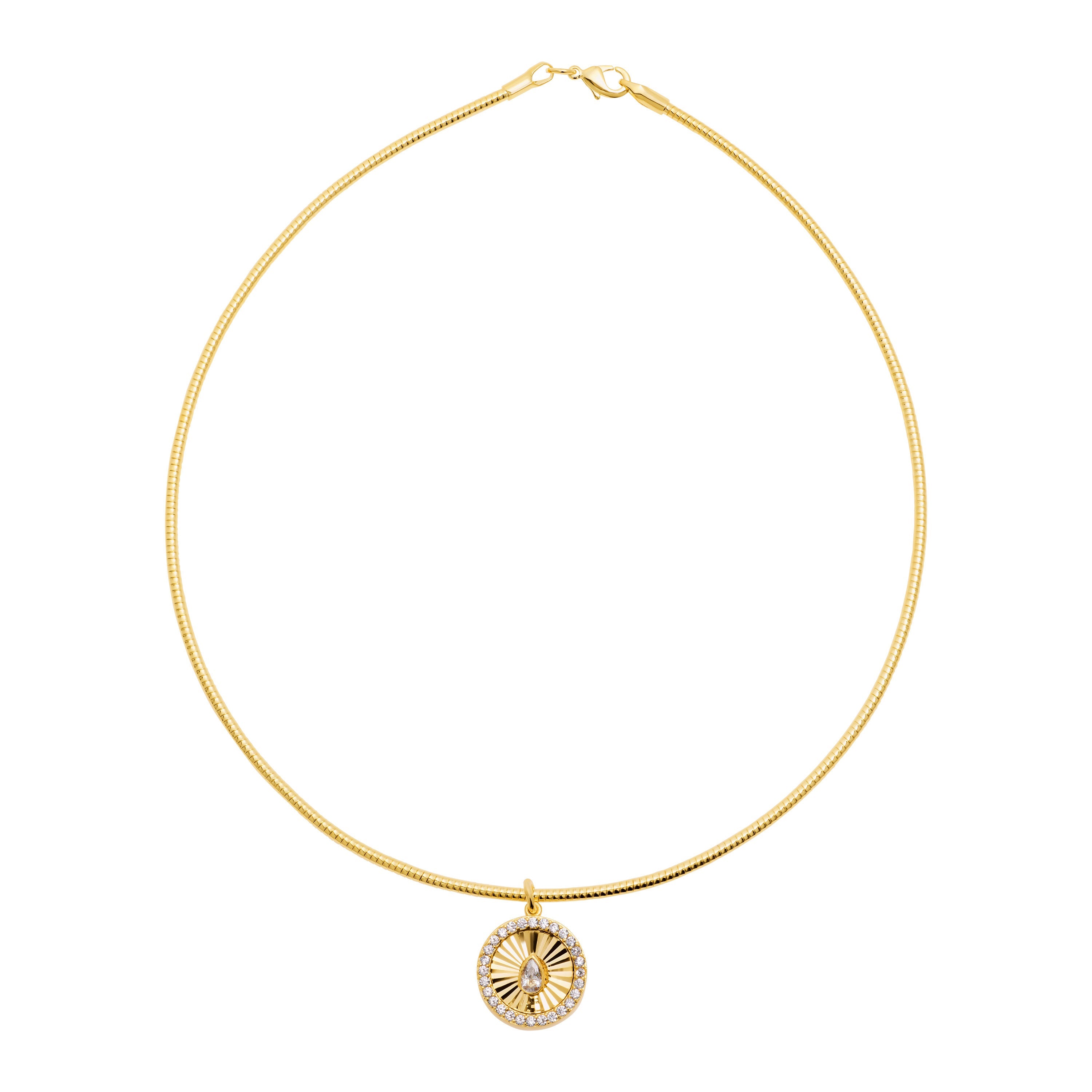 Soleil Teardrop Medallion Collar Necklace