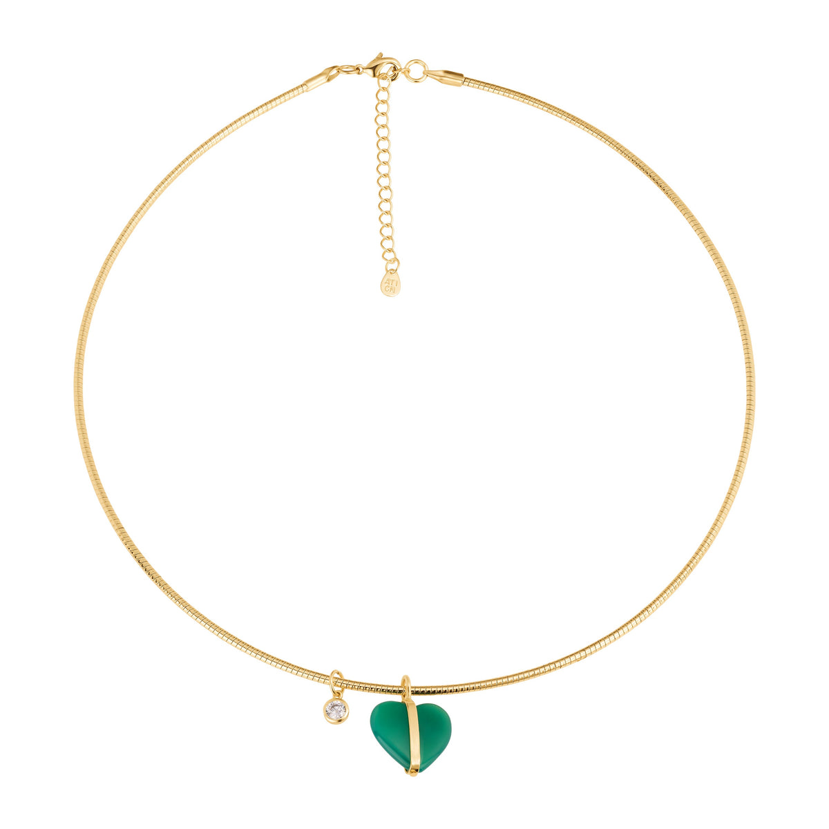 Amara Green Quartz Heart Collar Necklace