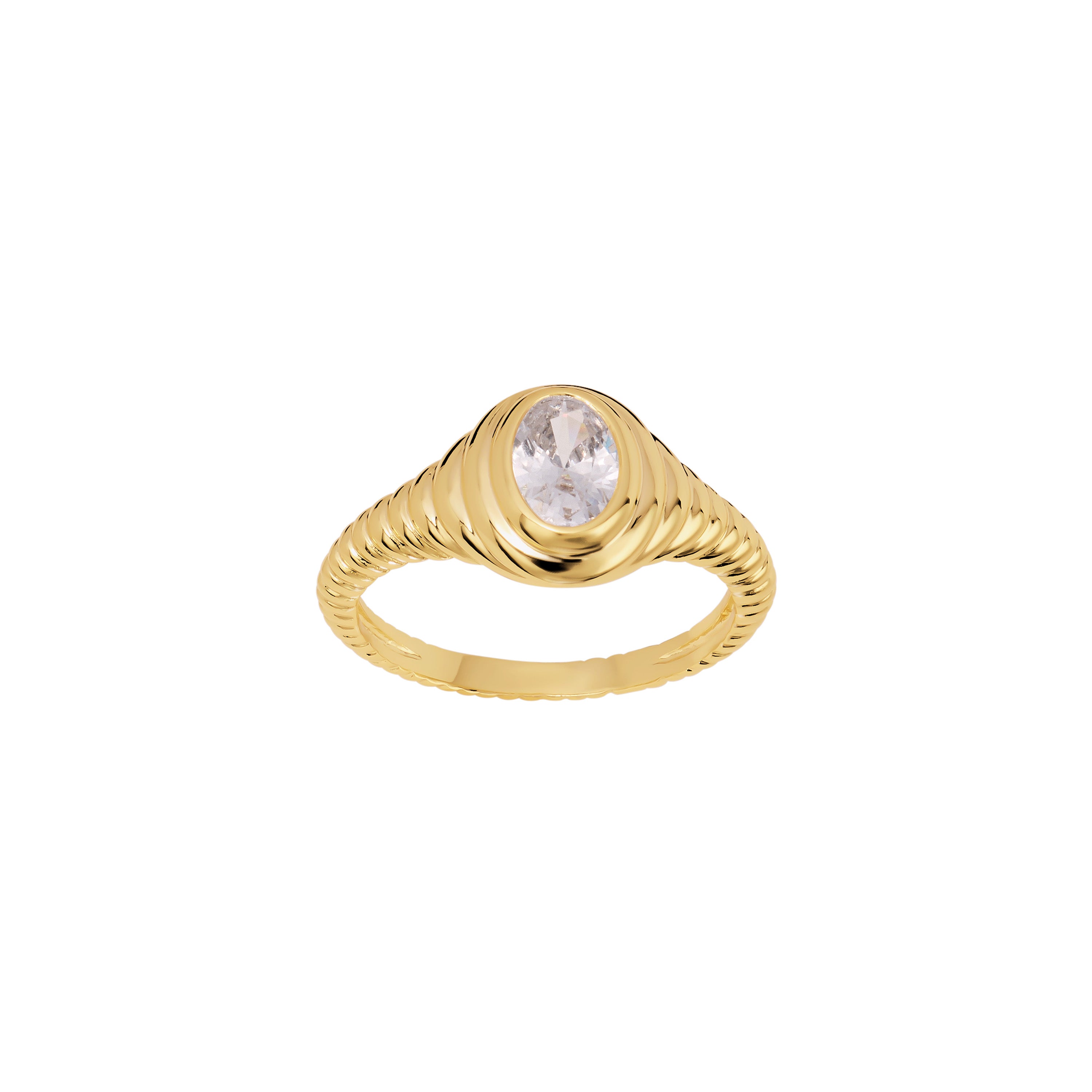 The Oval Ribbed Signet Ring