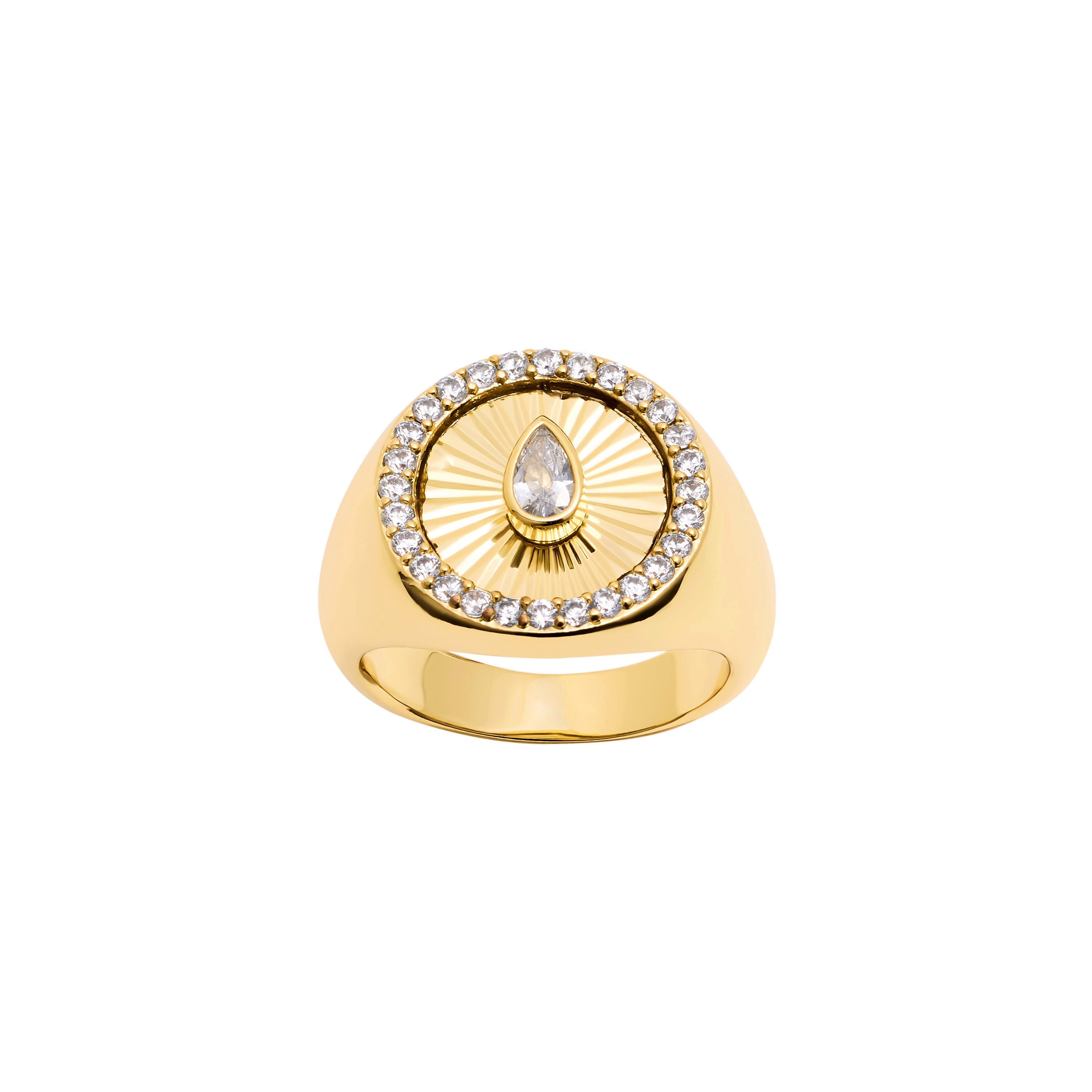 Soleil Teardrop Signet Ring