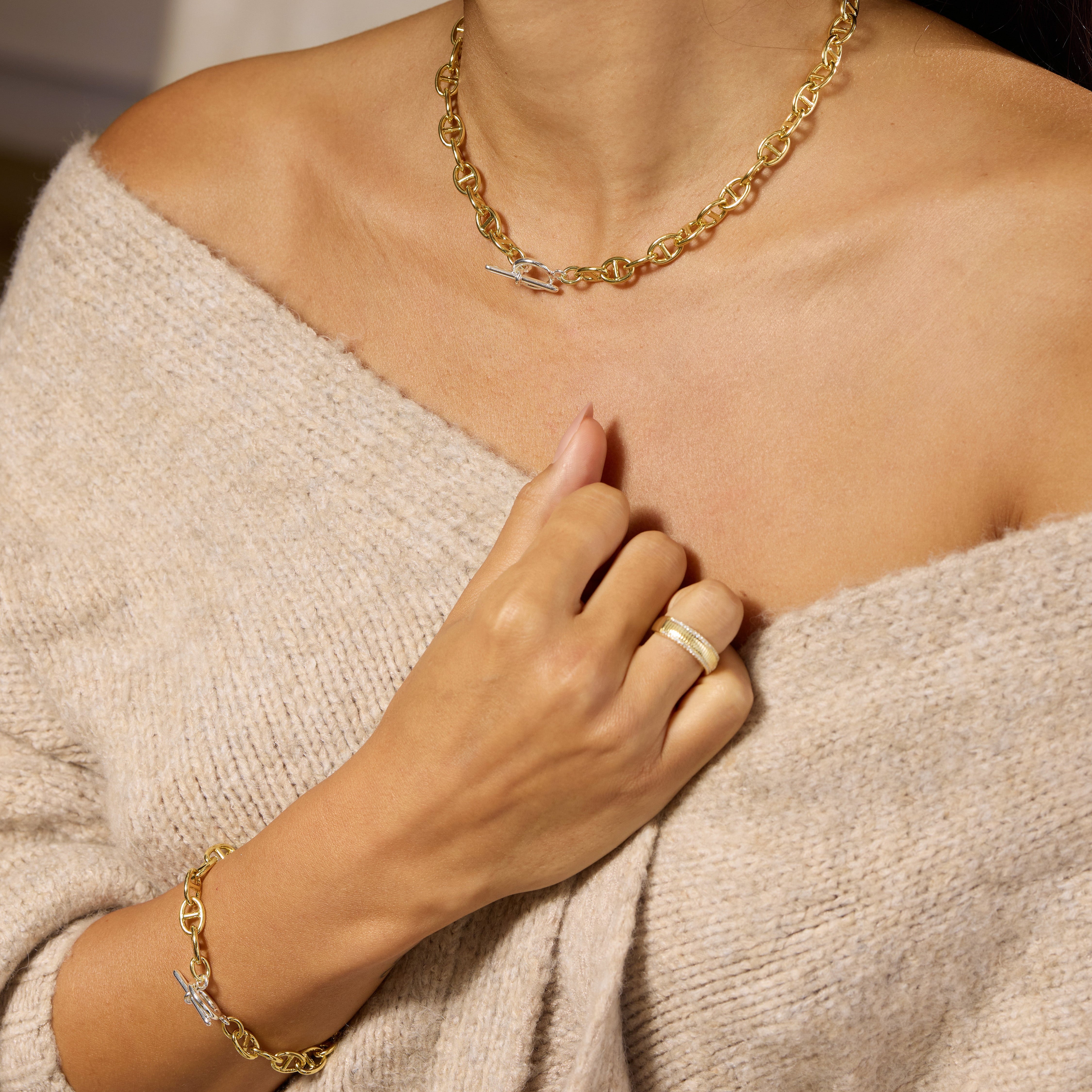 Two-Tone Catena Cavallo Toggle Necklace