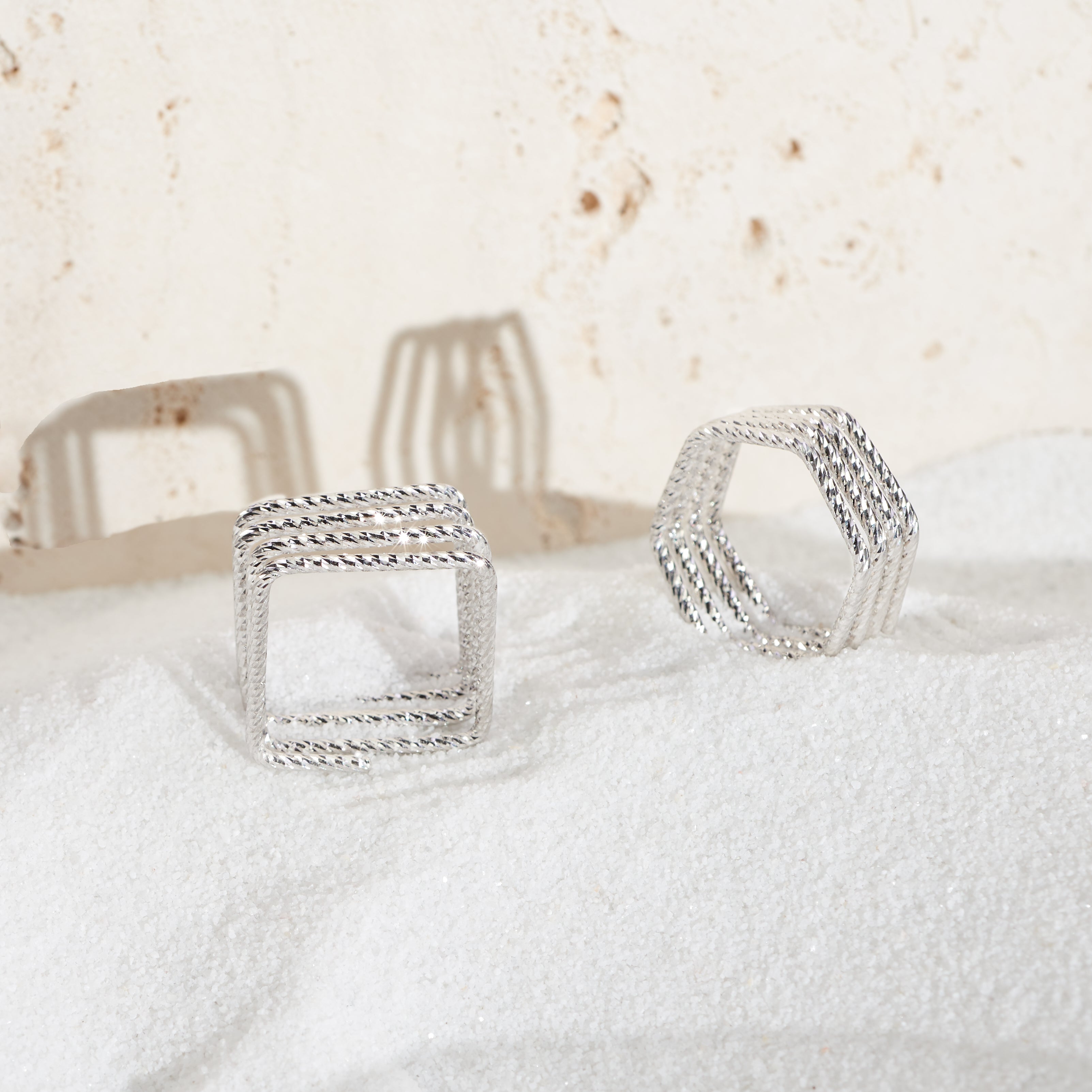 Textural Square Stacked Ring