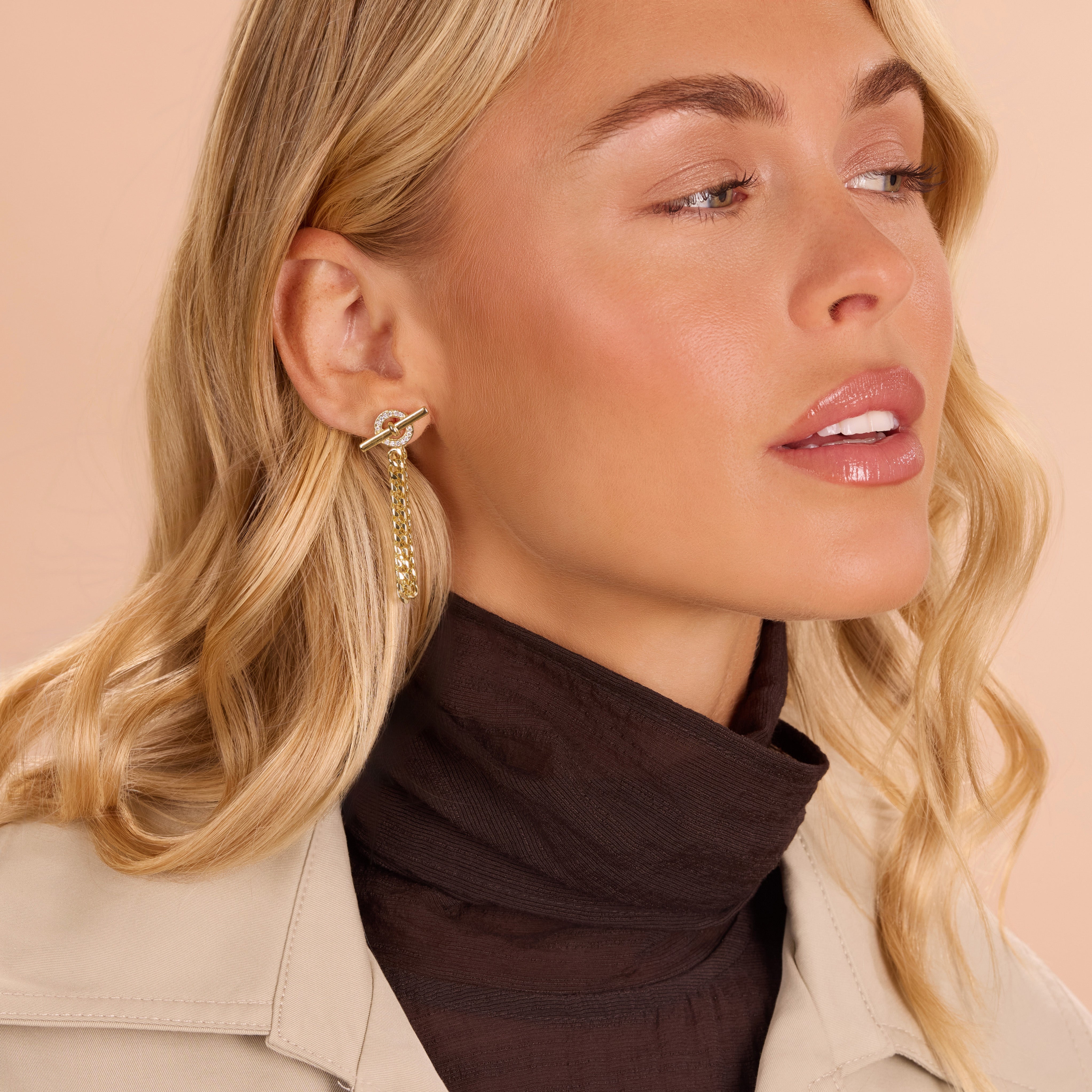 Pavé Toggle Chain Drop Earrings