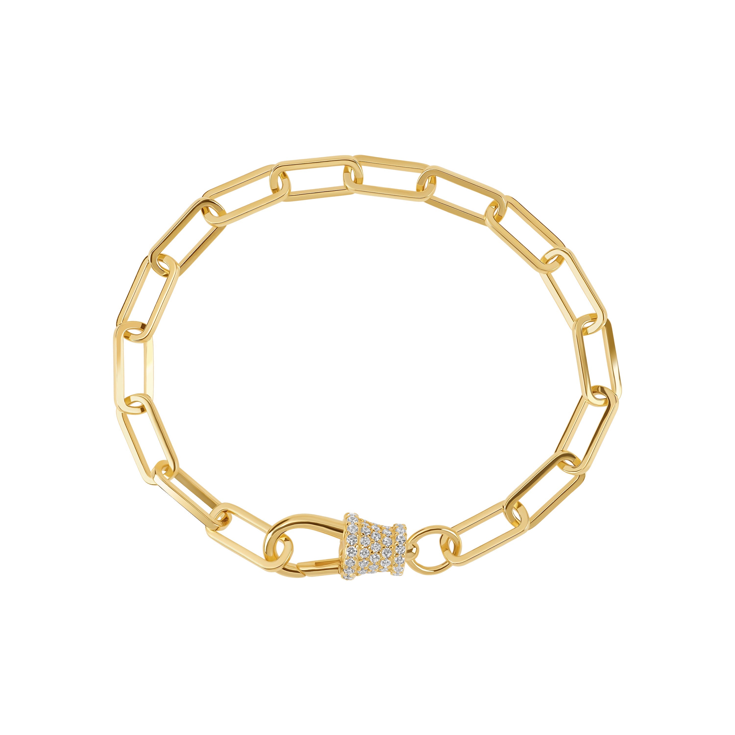 Pavé Carabiner Paperclip Bracelet