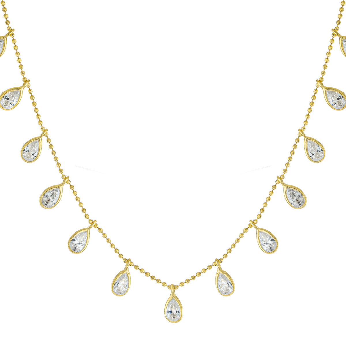 Lustre Teardrop Bezel Necklace