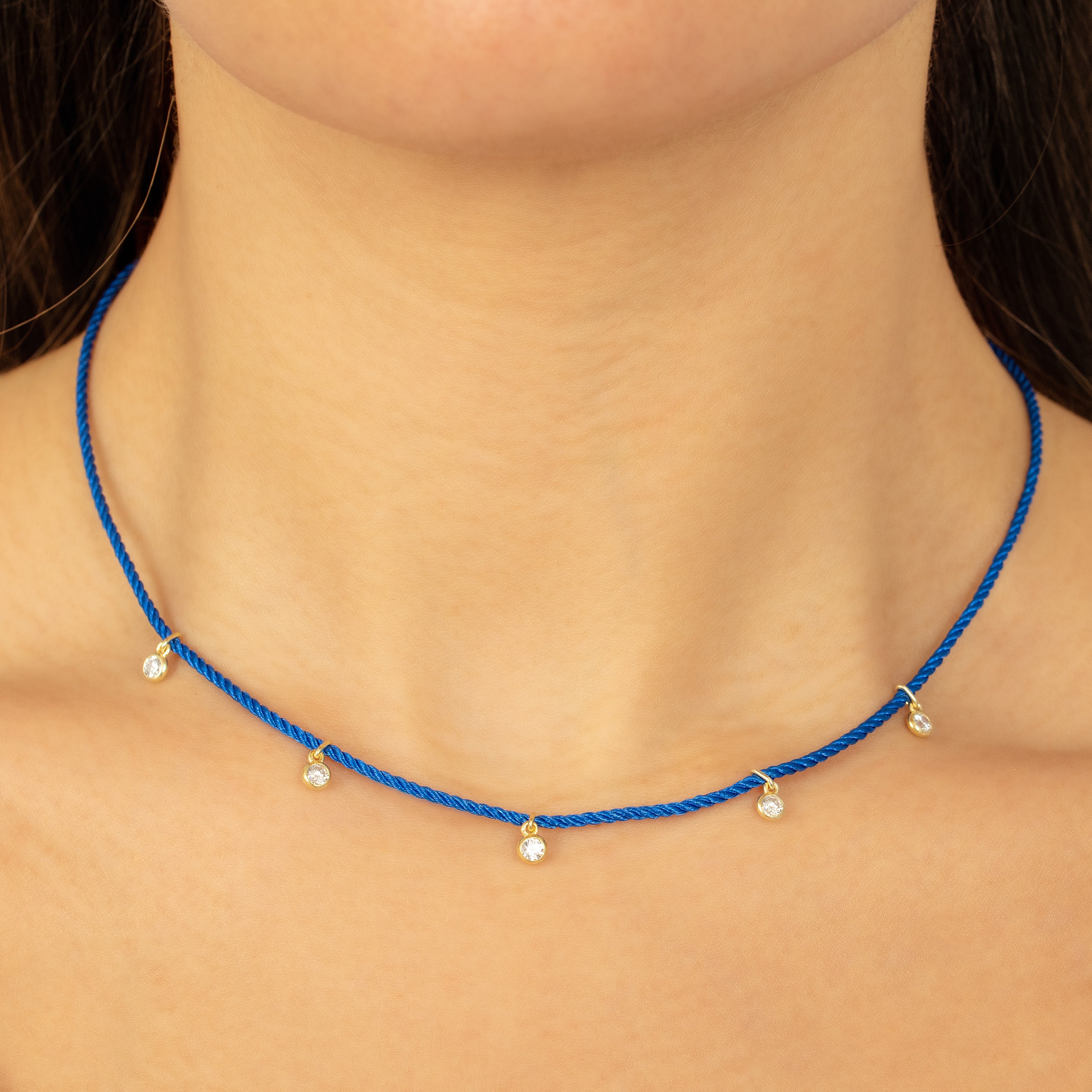 Sapphire Horizon Cord Charm Necklace