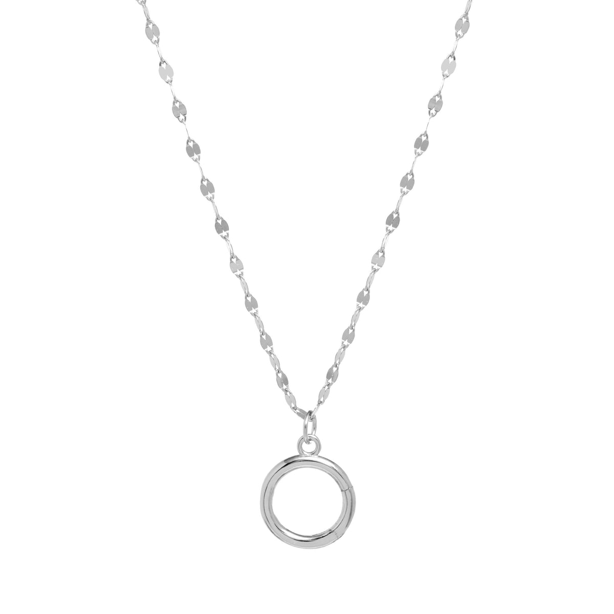 Mirror Chain Charm Holder Necklace - Silver