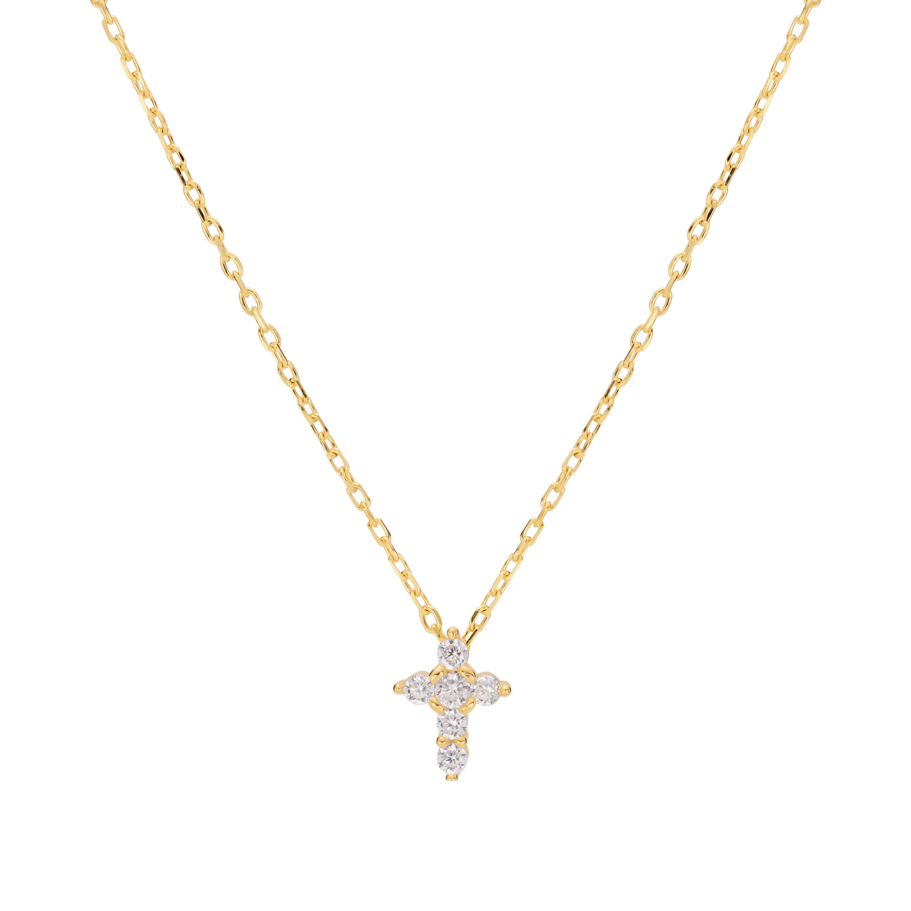 The Mini Pavé Cross Pendant Necklace