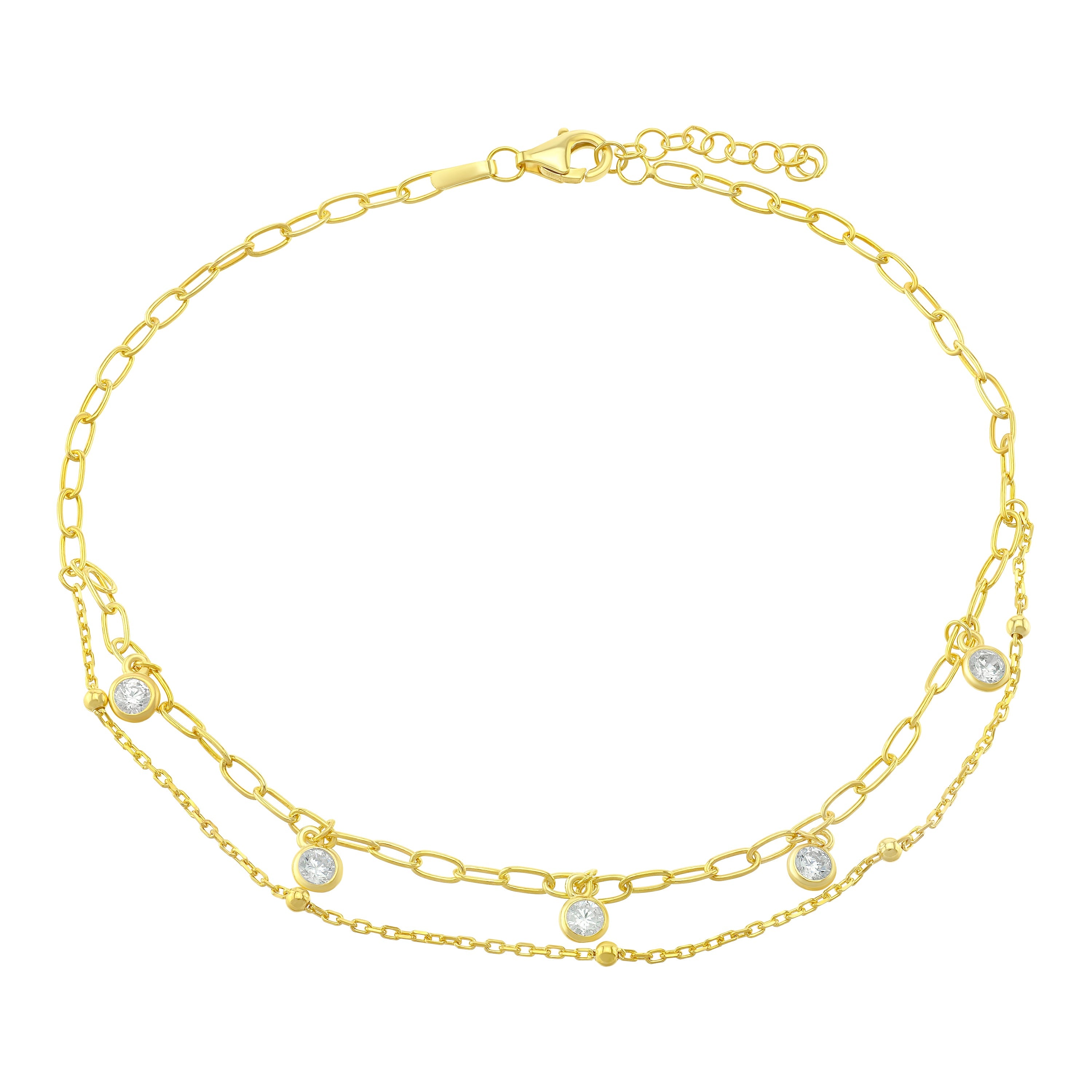 Portofino Layered Drop Anklet