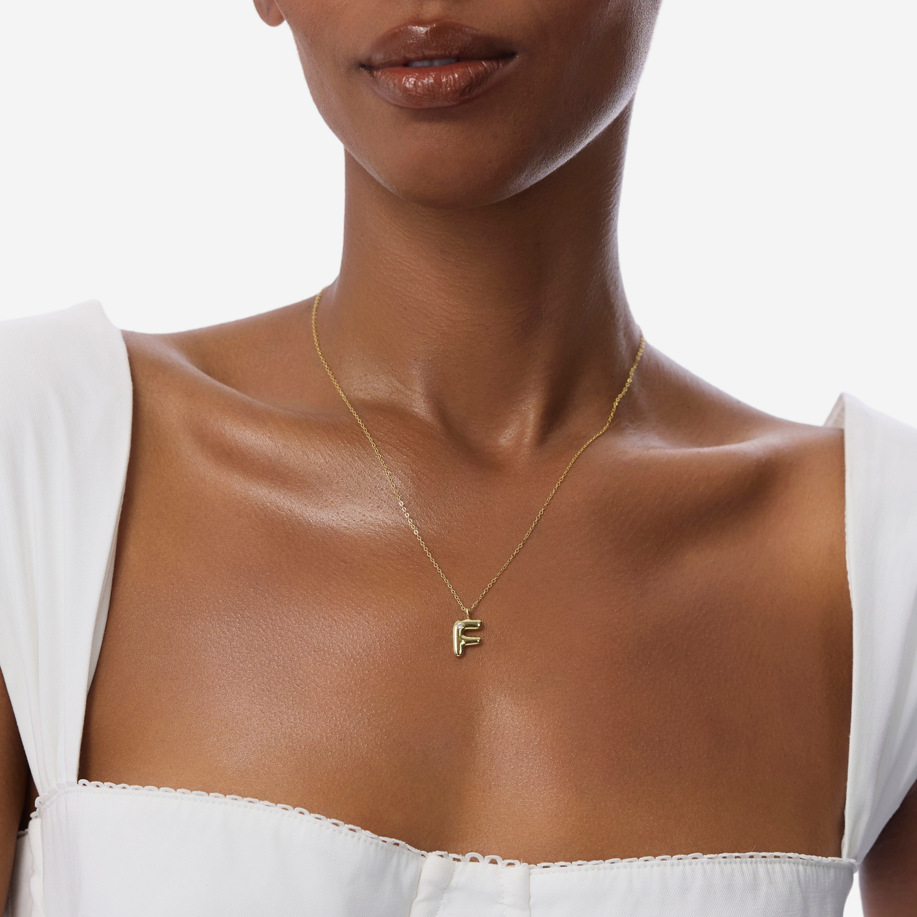 Cubic Zirconia Bubble Initial Necklace