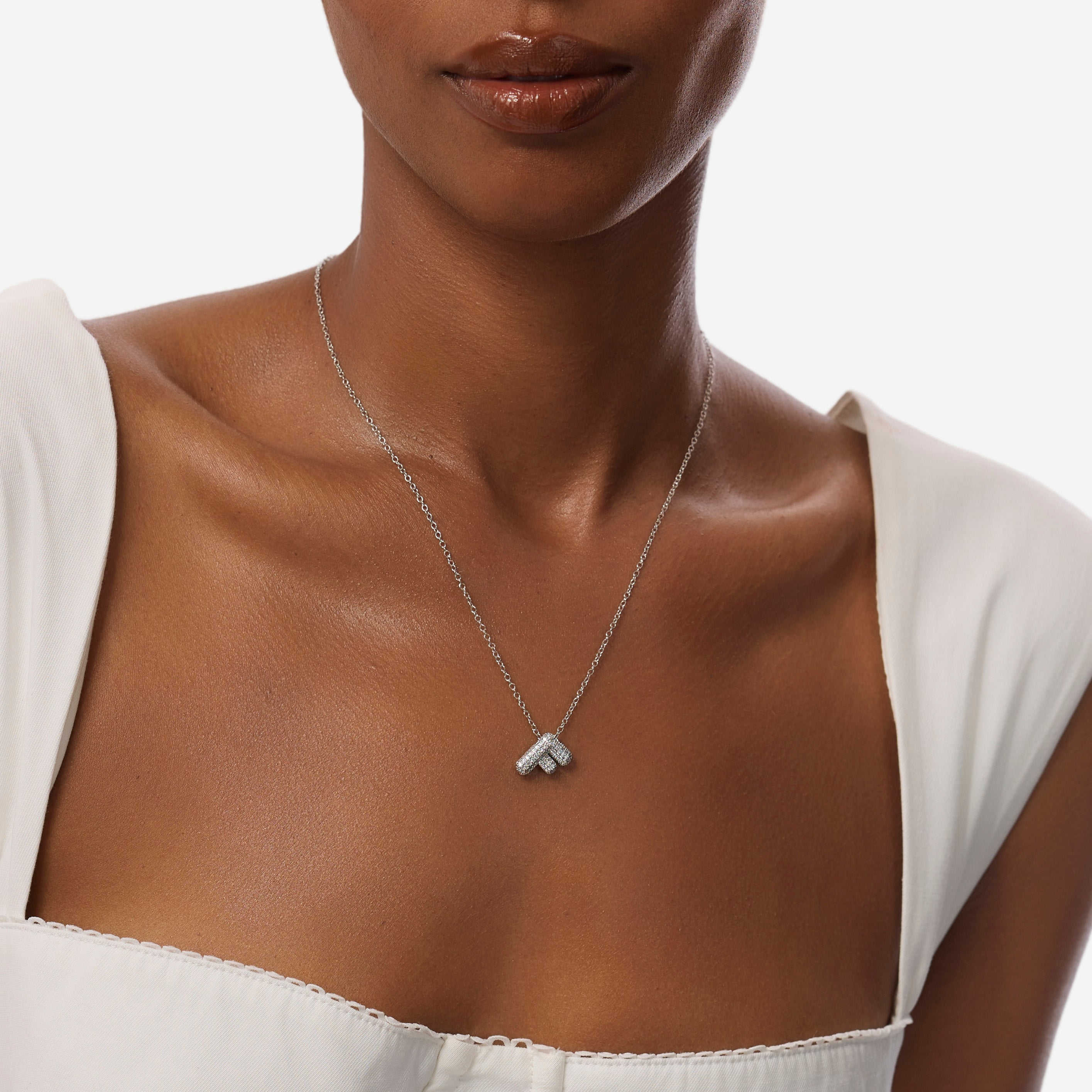 Pavé Mini Bubble Initial Necklace