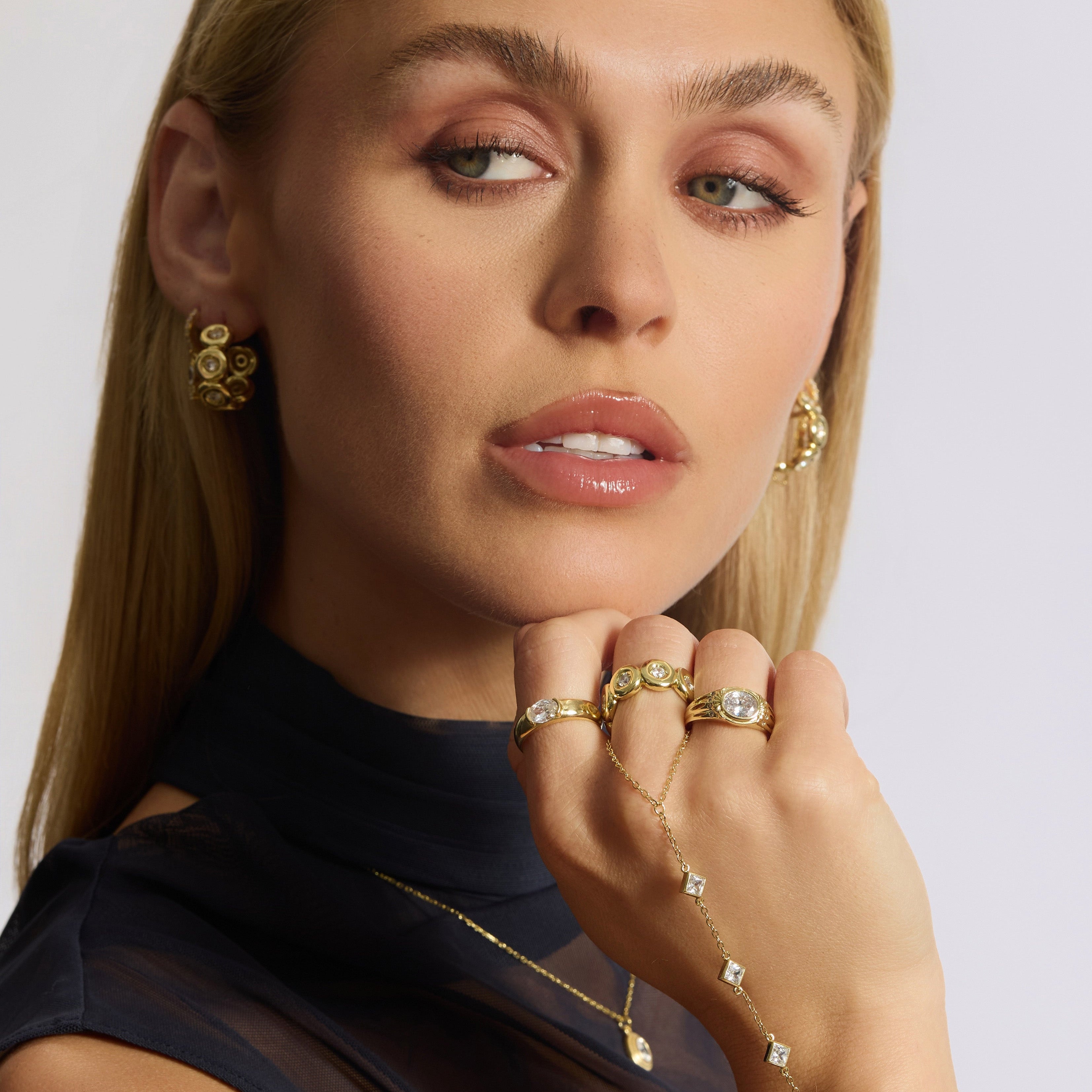 Bubble Bezel Hoop Earrings