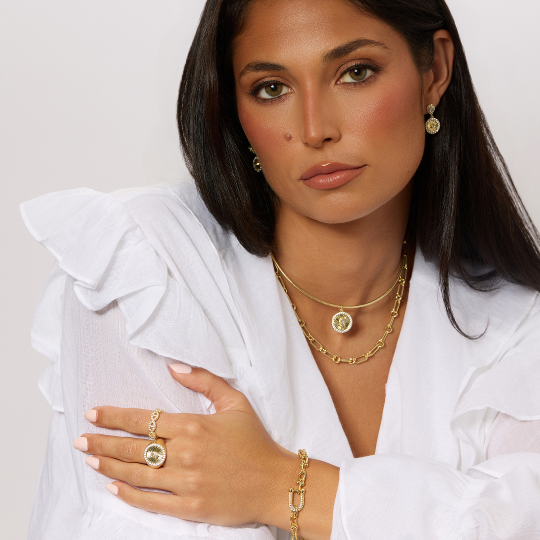 Soleil Teardrop Medallion Collar Necklace