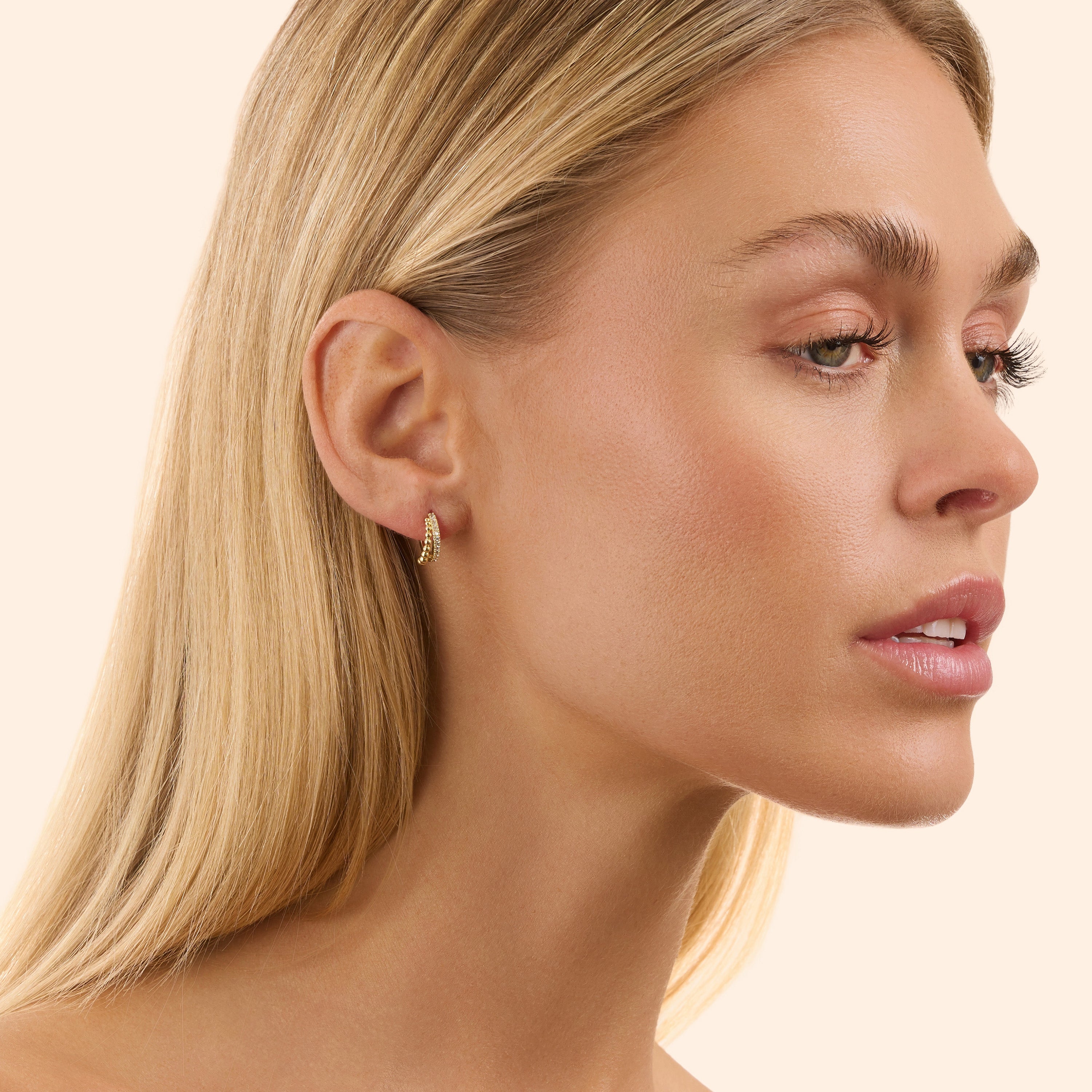 Morning Glow Beaded Huggie Hoop Earrings