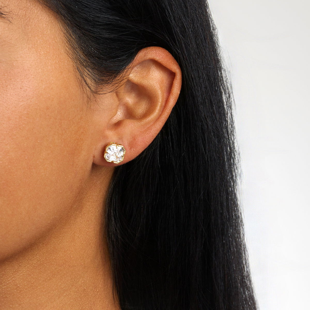 Alessia Square Bezel Stud Earrings