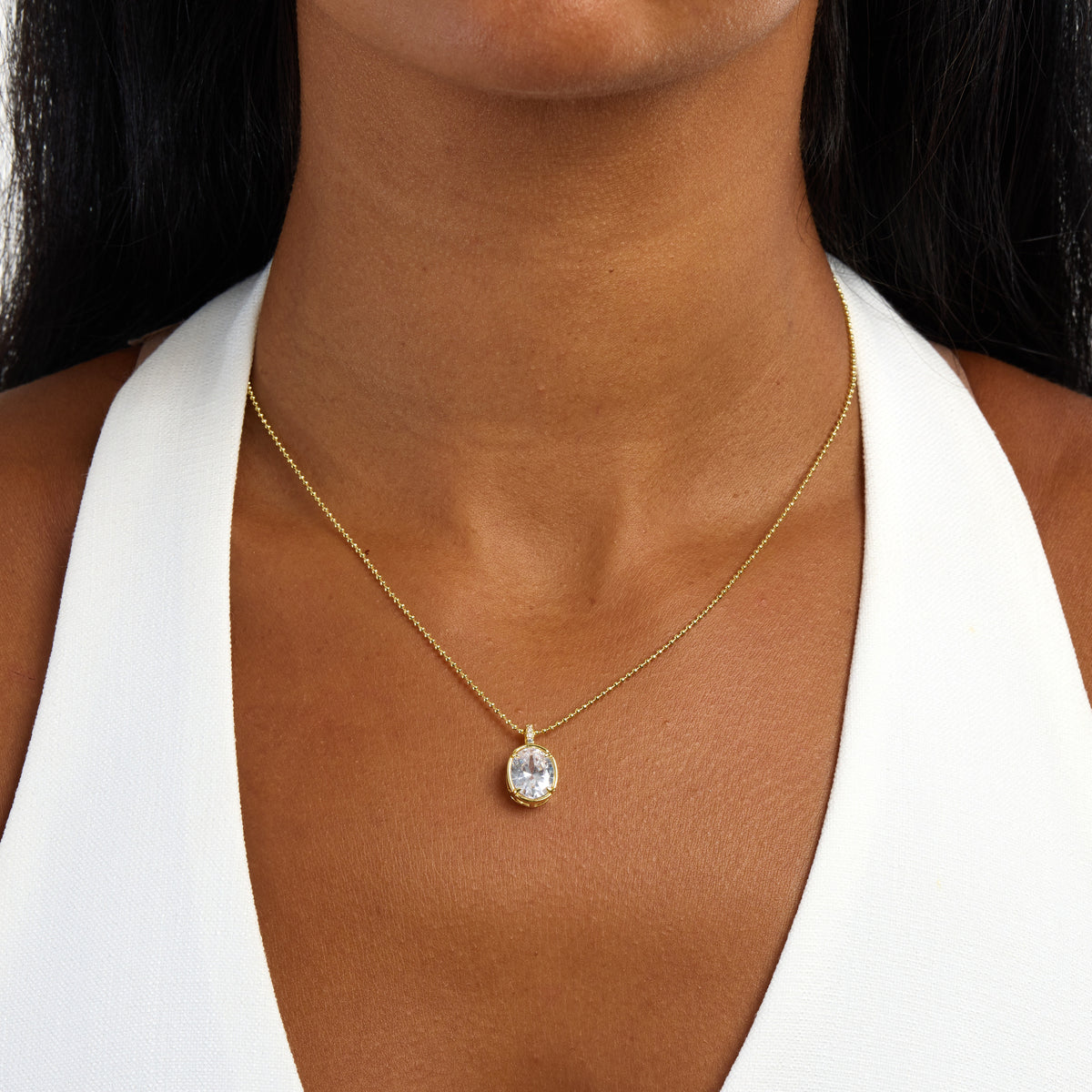 Alessia Oval Bezel Necklace