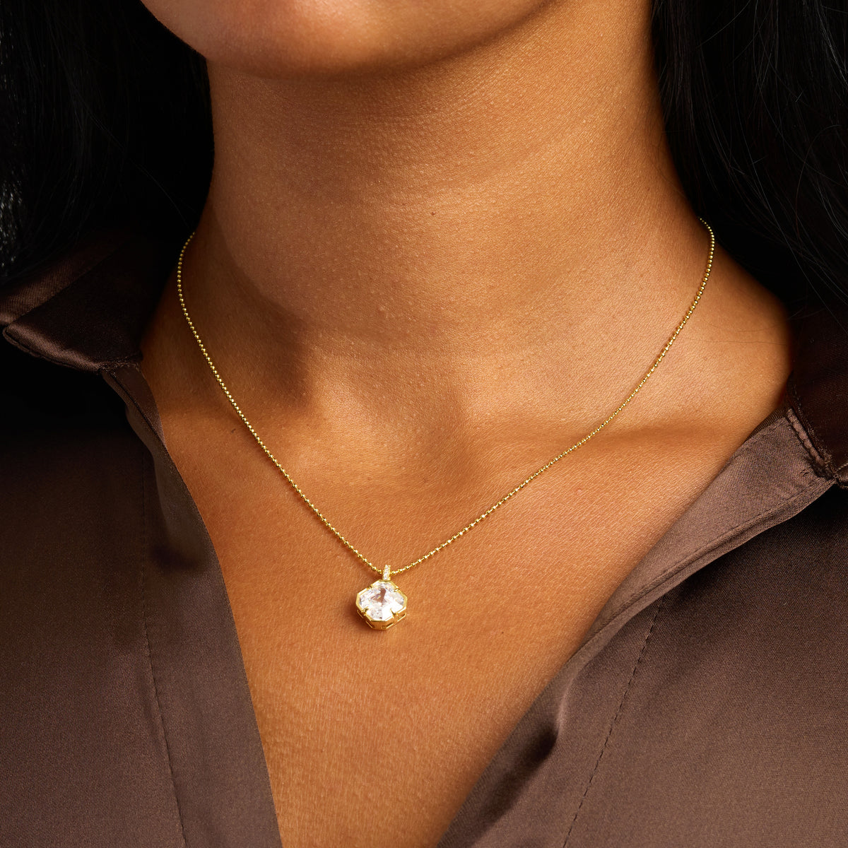 Alessia Square Bezel Necklace
