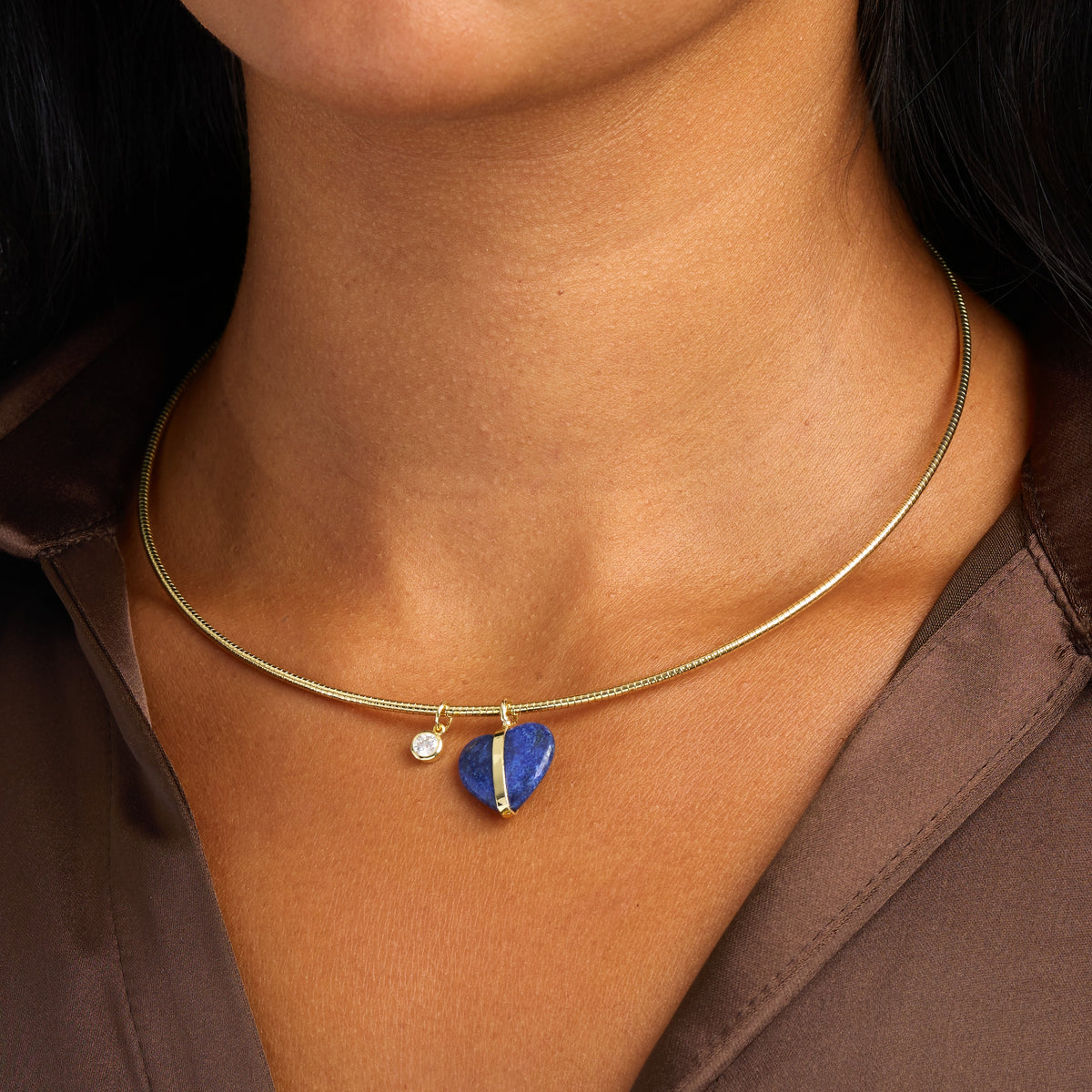 Amara Lapis Heart Collar Necklace
