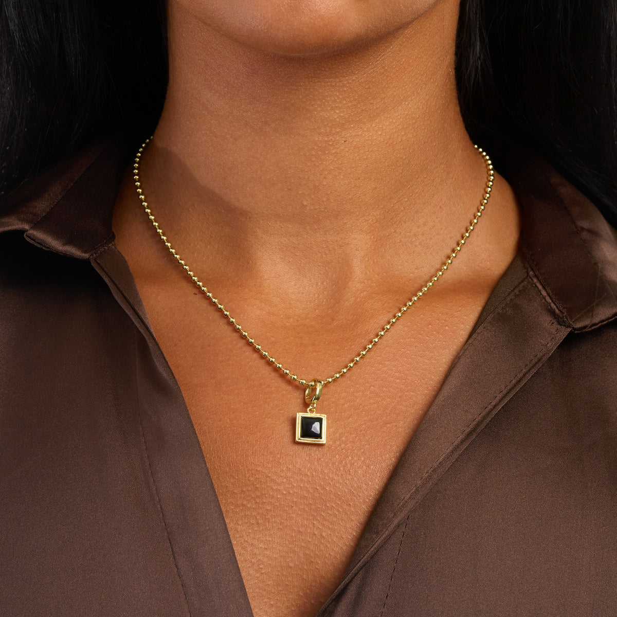 Noire Square Onyx Pendant Necklace