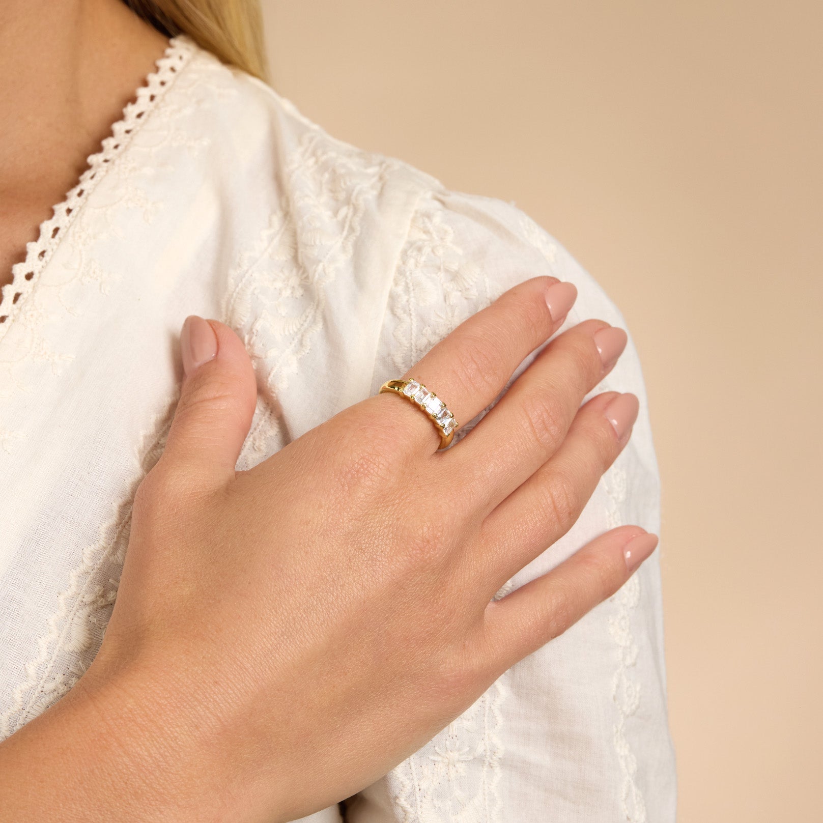 The Mini Baguette Saddle Ring