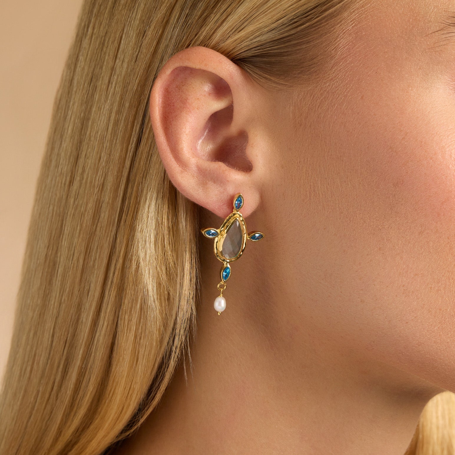 Azure Pearl Drop Earrings