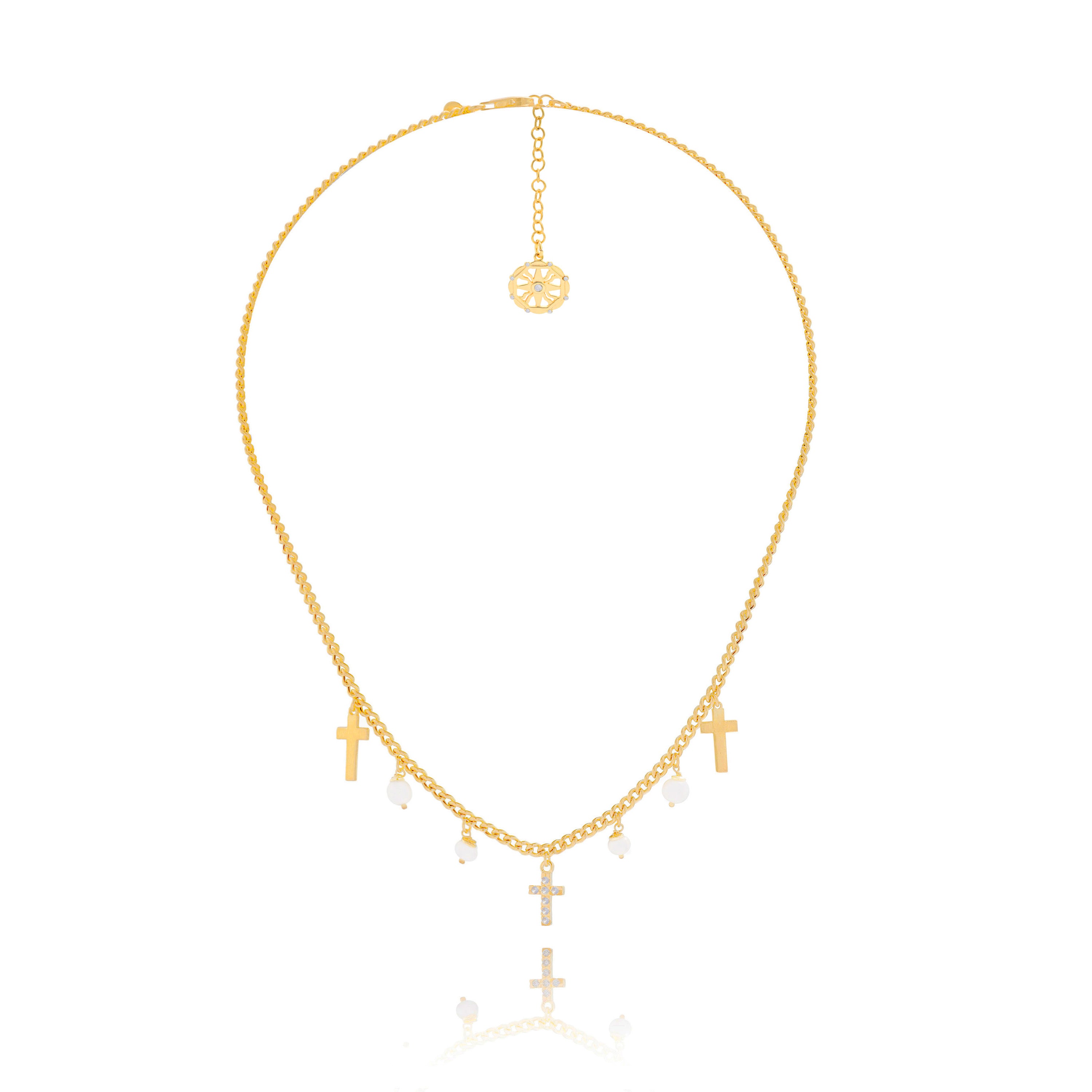 Mirabel Pearl and Cross Charm Necklace