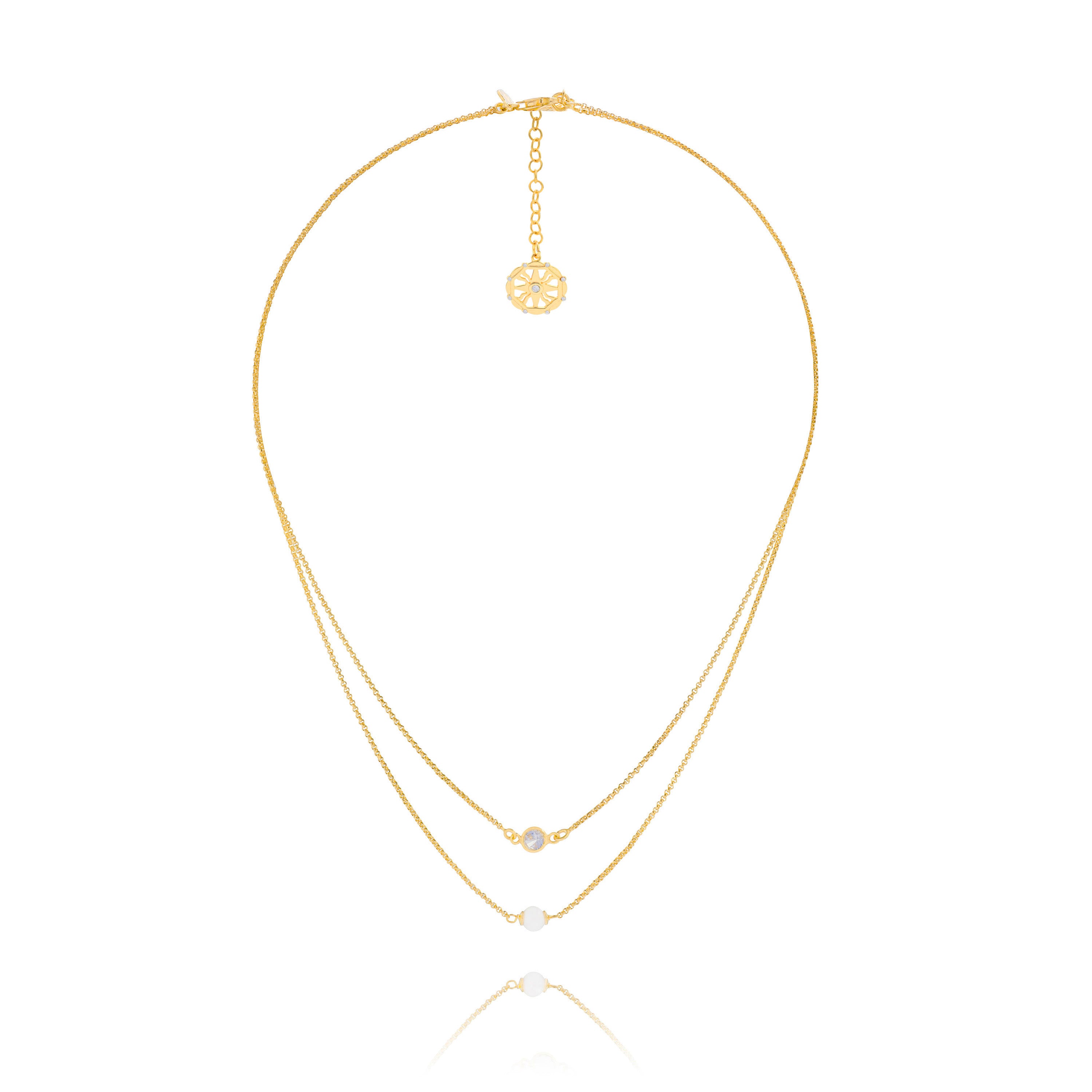 Mariah Crystal and Pearl Layered Necklace