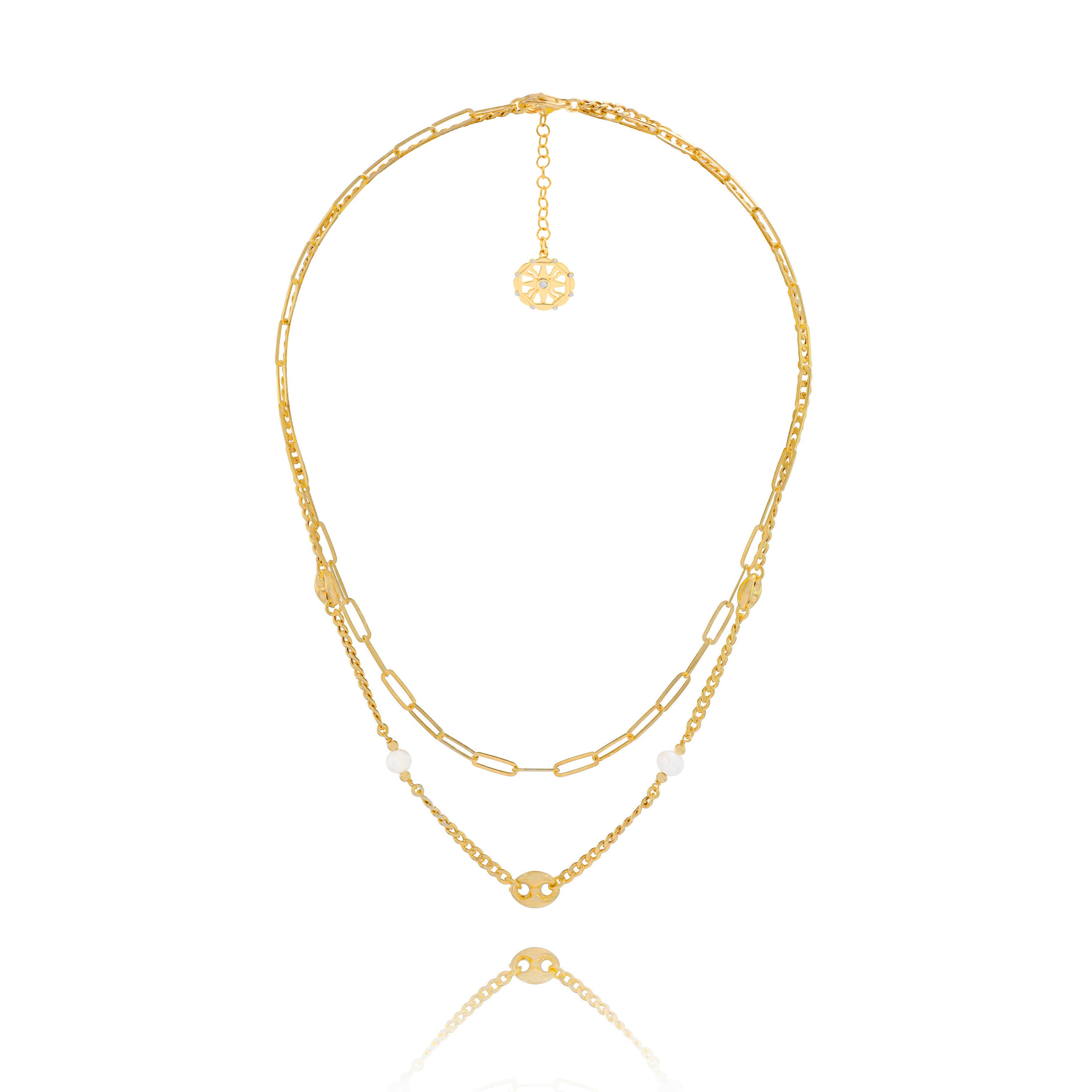 Nelia Pearl Link Layered Necklace