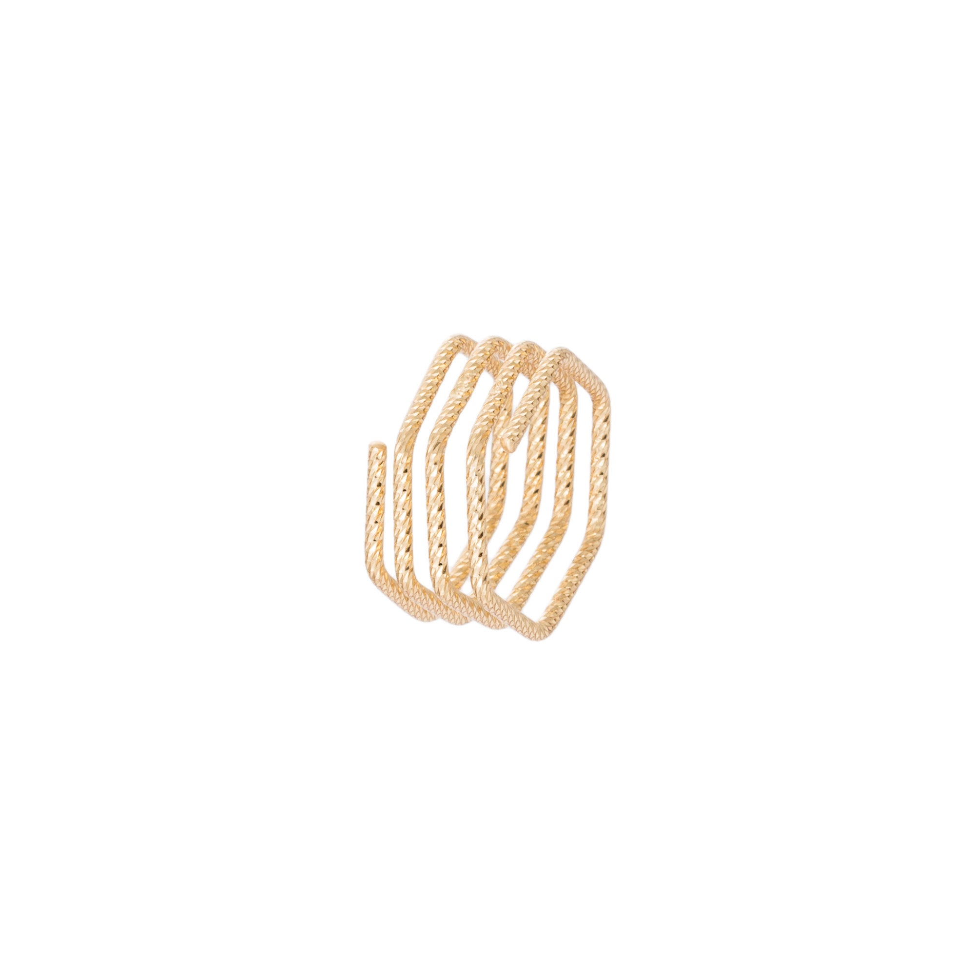 Gold Textural Geometric Stacked Ring