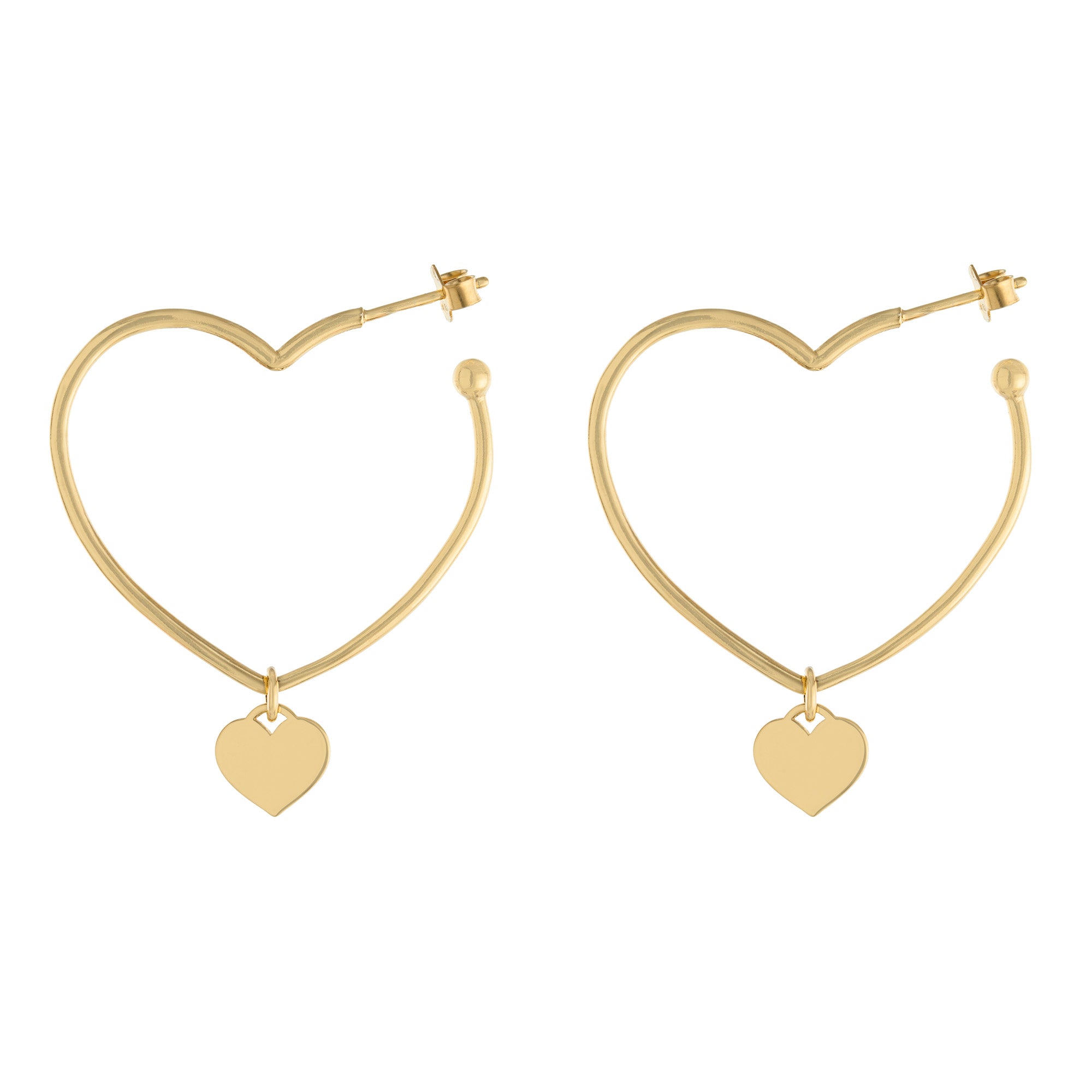Heart Charm Hoops